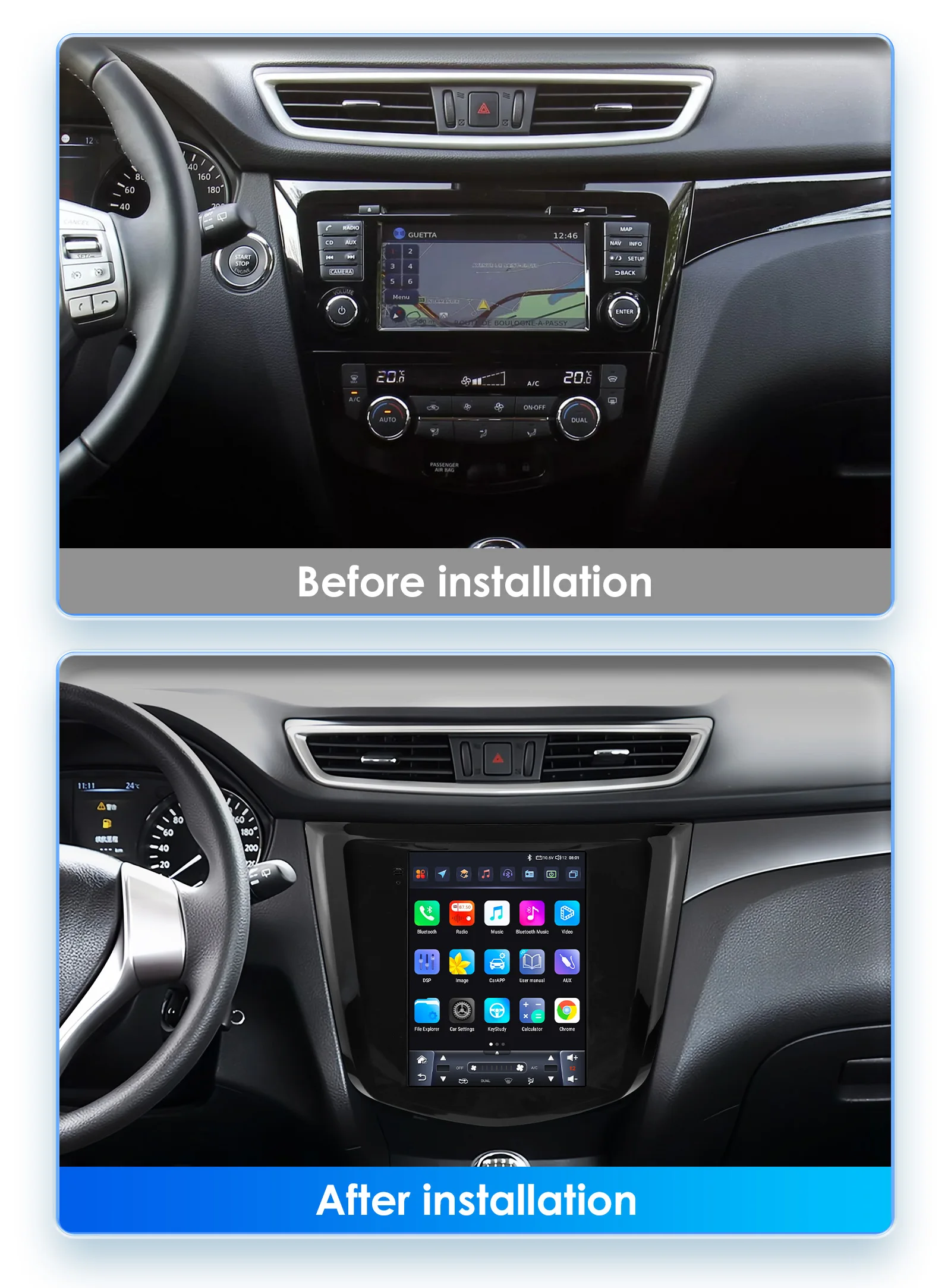 Hizpo For Tesla Style Android Auto Radio For Nissan Qashqai J11 X-Trail 3 T32 2013 -2017 Carplay 4G Car Multimedia GPS Autoradio