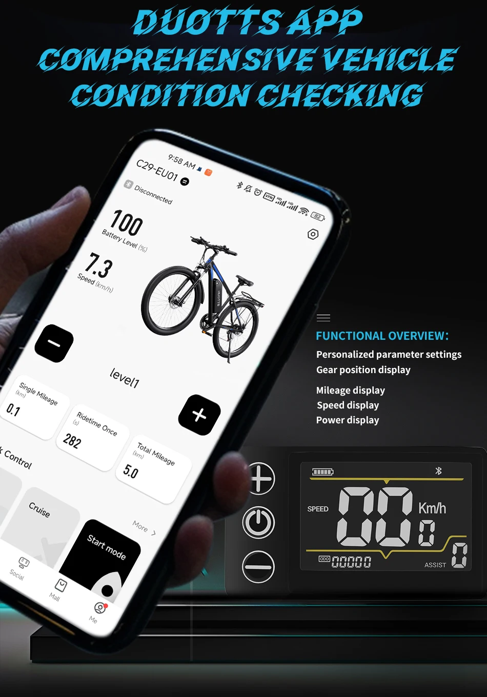 DUOTTS C29 Electric Bicycle 750W Motor 48V30AH Lithium Battery Adult Electric Bike 29-inch Tire Riding City Mountain Snow E-bike