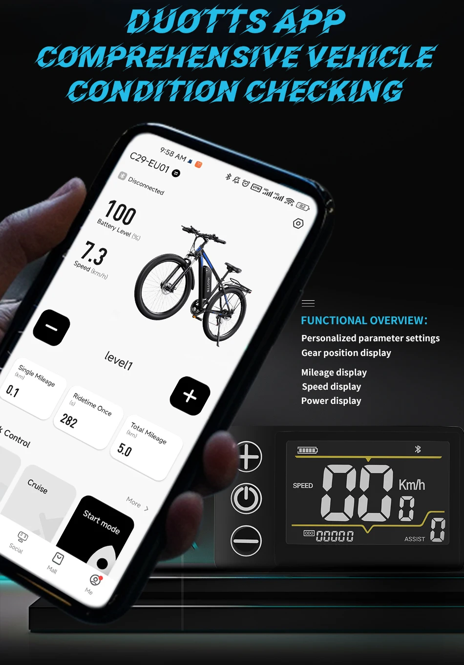 DUOTTS C29 Electric Bicycle 750W Motor 48V30AH Lithium Battery Adult Electric Bike 29-inch Tire Riding City Mountain Snow E-bike
