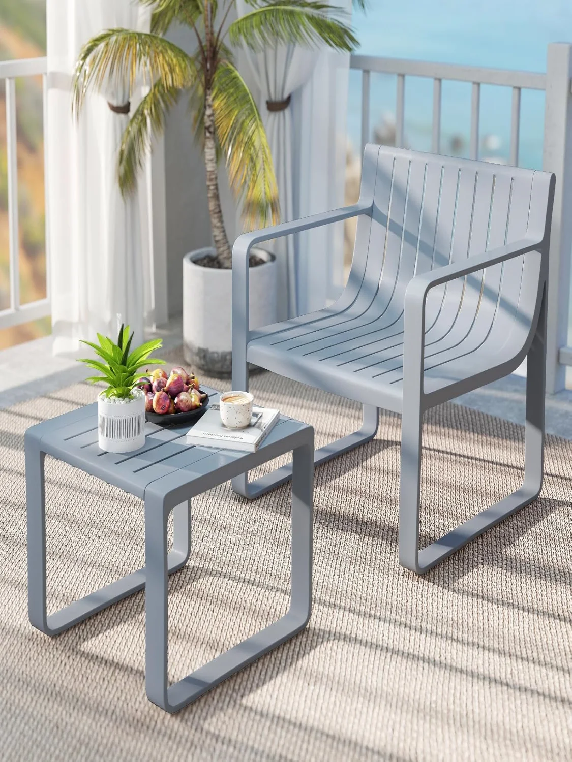 2-Piece Garden Furniture Set,Weatherproof Balcony Set Made of Polypropylene,Balcony Furniture Set,Patio Furniture,for Patio