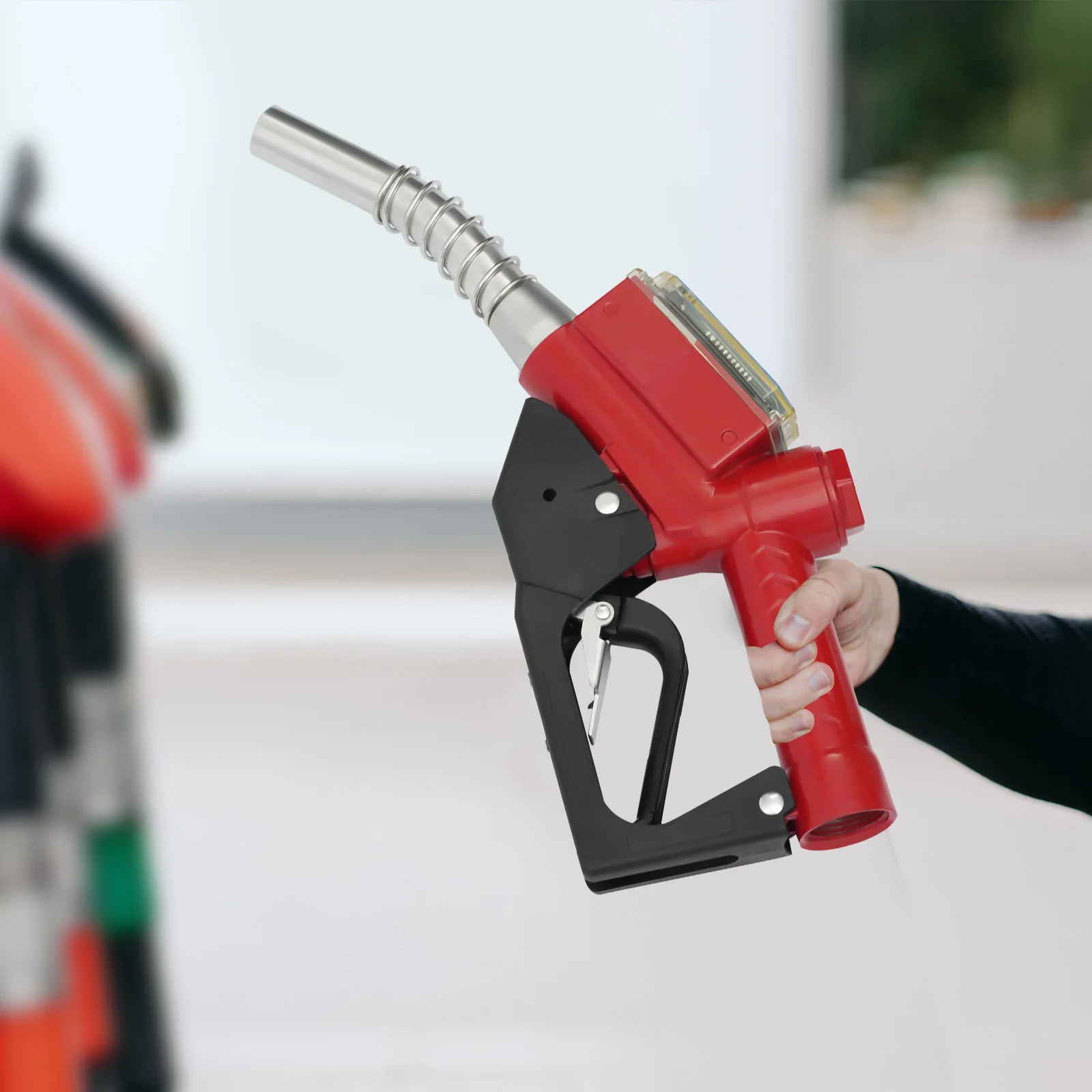 Red Aluminum Alloy AC-15A Fuel Gun 1-Inch Oil Gun Nozzle 1.5m Flow Range To Fill Diesel, Kerosene, And Gasoline For Factories