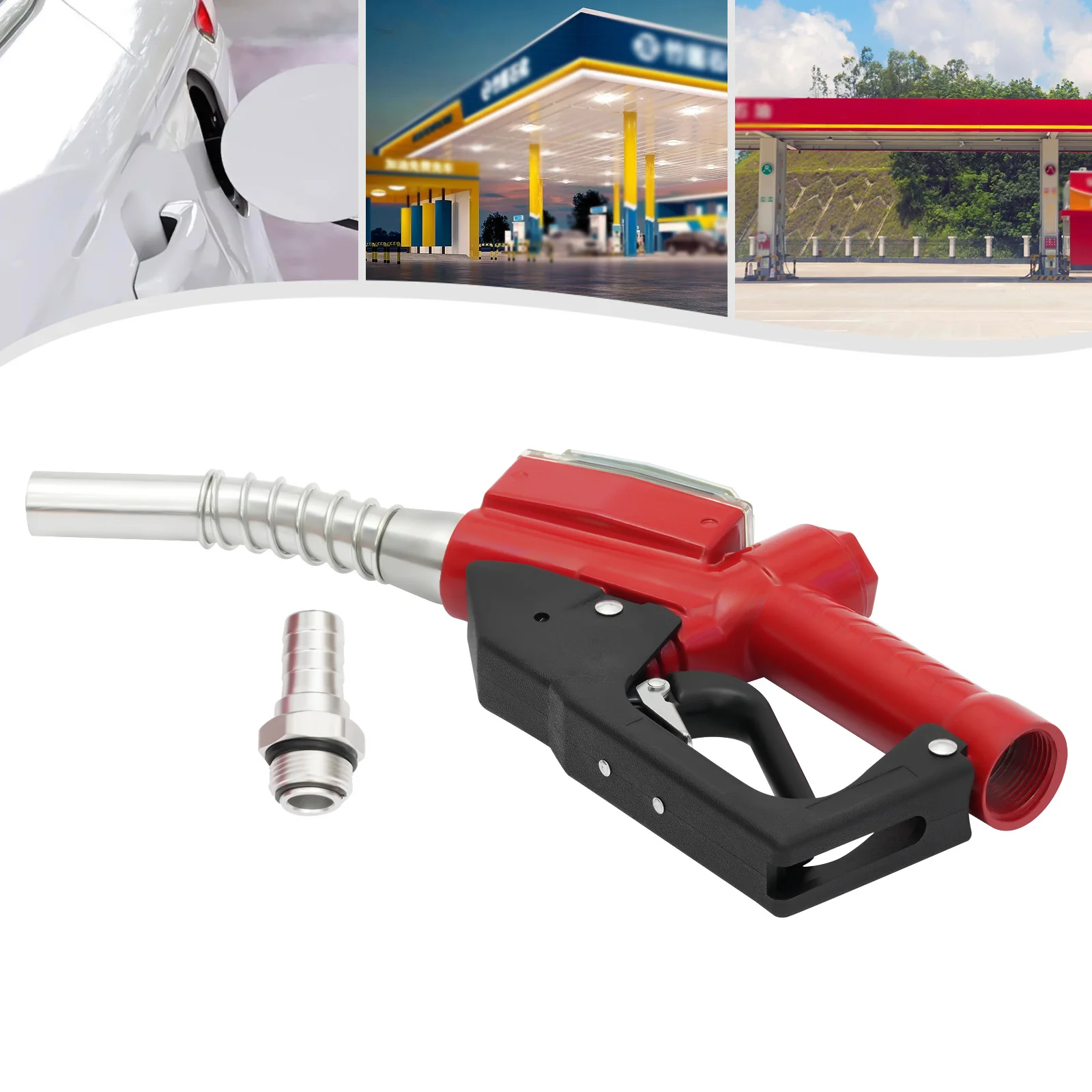 Red Aluminum Alloy AC-15A Fuel Gun 1-Inch Oil Gun Nozzle 1.5m Flow Range To Fill Diesel, Kerosene, And Gasoline For Factories