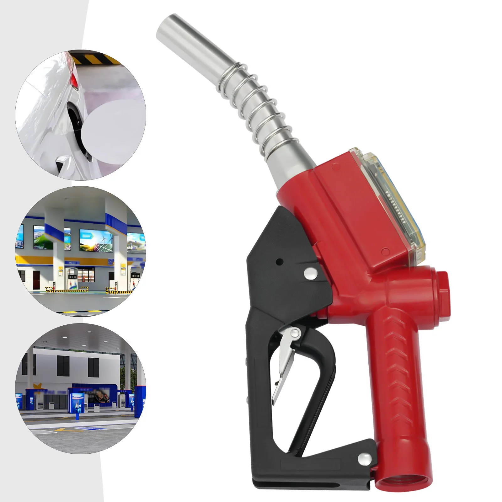Red Aluminum Alloy AC-15A Fuel Gun 1-Inch Oil Gun Nozzle 1.5m Flow Range To Fill Diesel, Kerosene, And Gasoline For Factories