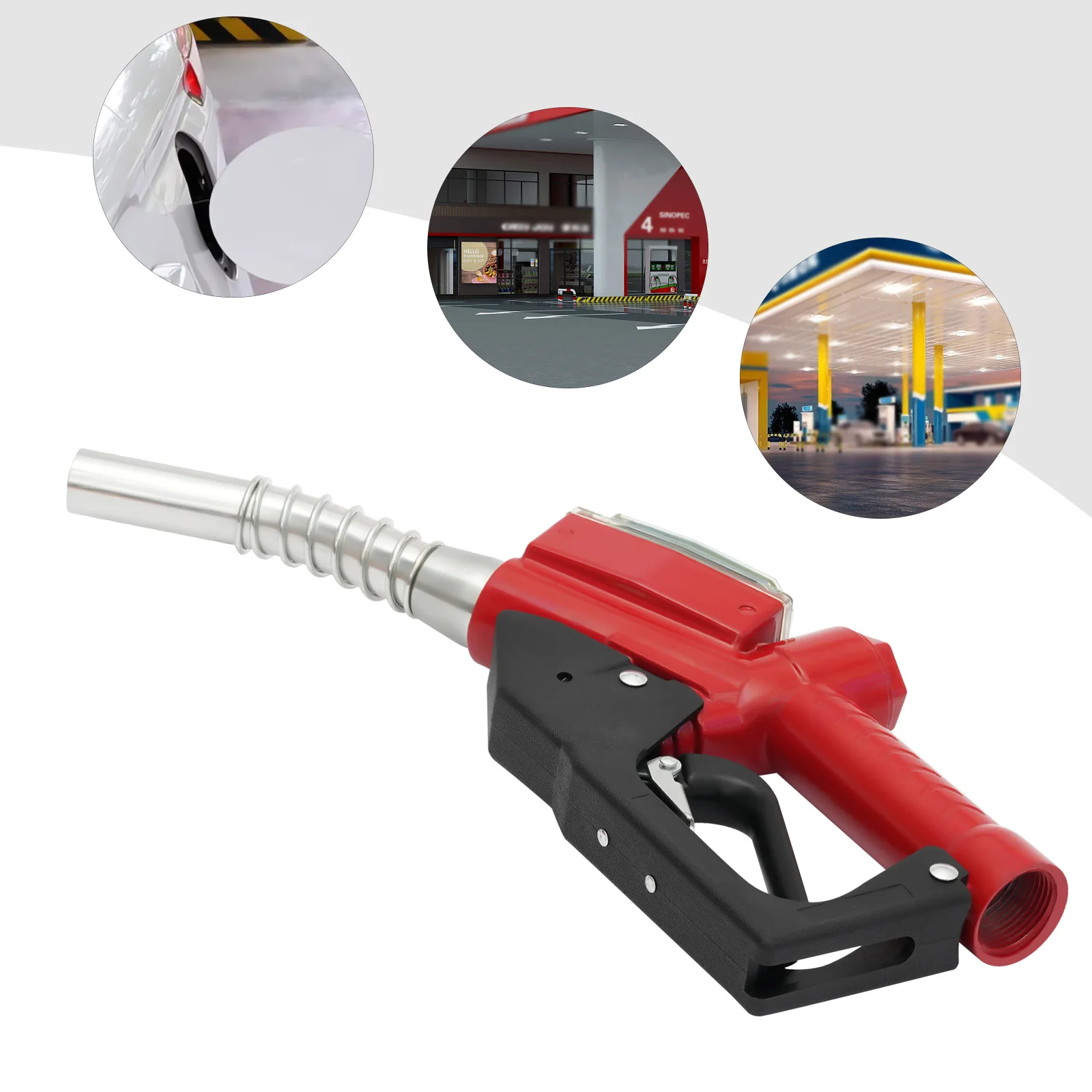 Red Aluminum Alloy AC-15A Fuel Gun 1-Inch Oil Gun Nozzle 1.5m Flow Range To Fill Diesel, Kerosene, And Gasoline For Factories