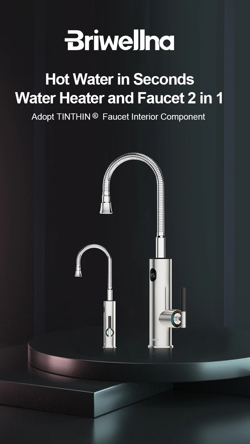 Briwellna Electric Faucet With Universal Spout Water Heater 220V Heating Tap Instant Water Heater Stainless Steel Faucet Geyser
