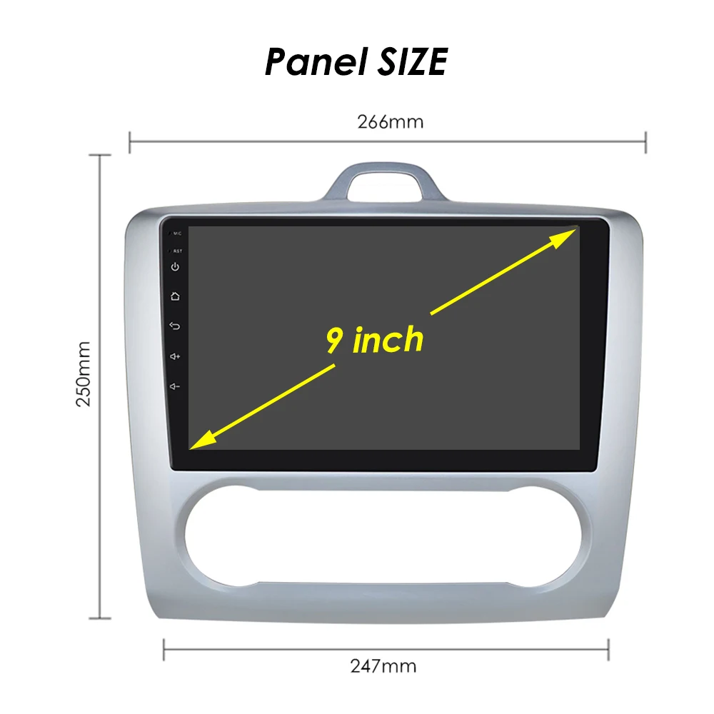Hizpo 2Din 9inch Android13 Car Radio for Ford Focus 2 Mk2 2004 - 2011 Auto AC CarPlay GPS Navi BT 4G RDS DSP SWC UI8581 Headunit