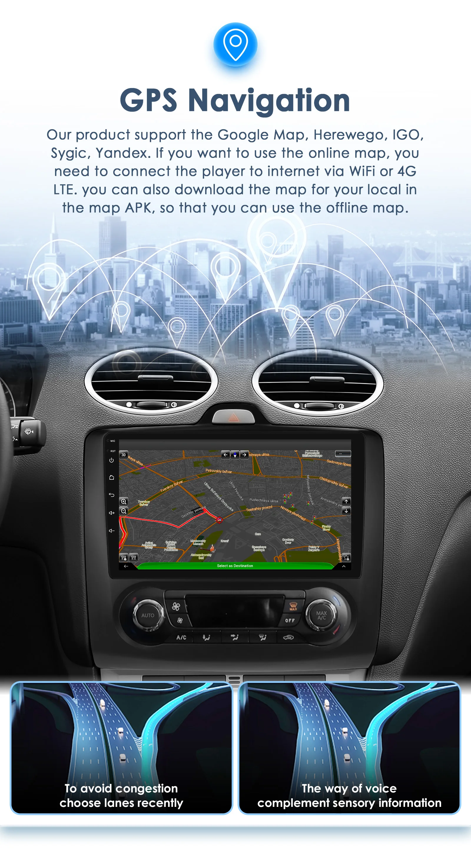 Hizpo 2Din 9inch Android13 Car Radio for Ford Focus 2 Mk2 2004 - 2011 Auto AC CarPlay GPS Navi BT 4G RDS DSP SWC UI8581 Headunit