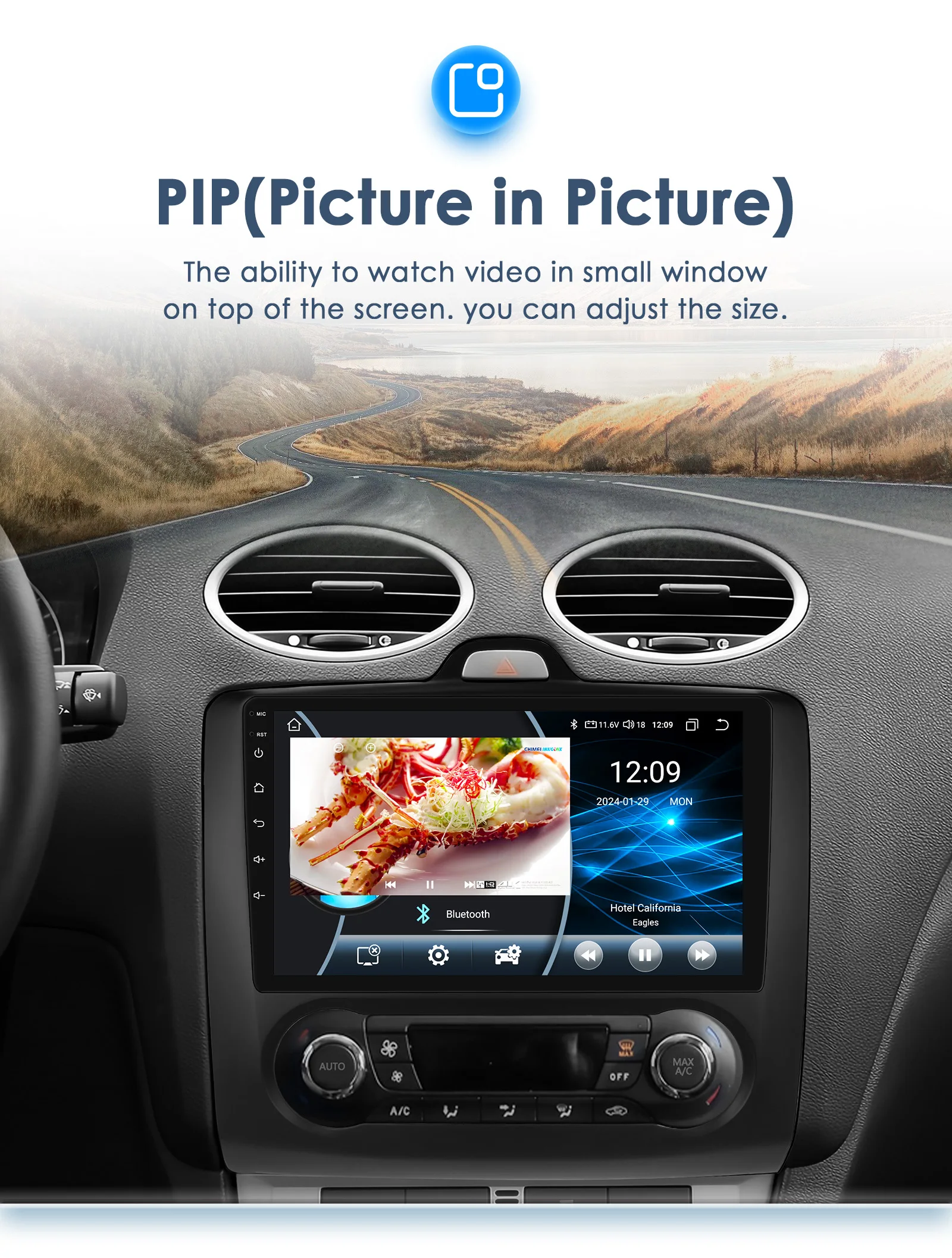 Hizpo 2Din 9inch Android13 Car Radio for Ford Focus 2 Mk2 2004 - 2011 Auto AC CarPlay GPS Navi BT 4G RDS DSP SWC UI8581 Headunit