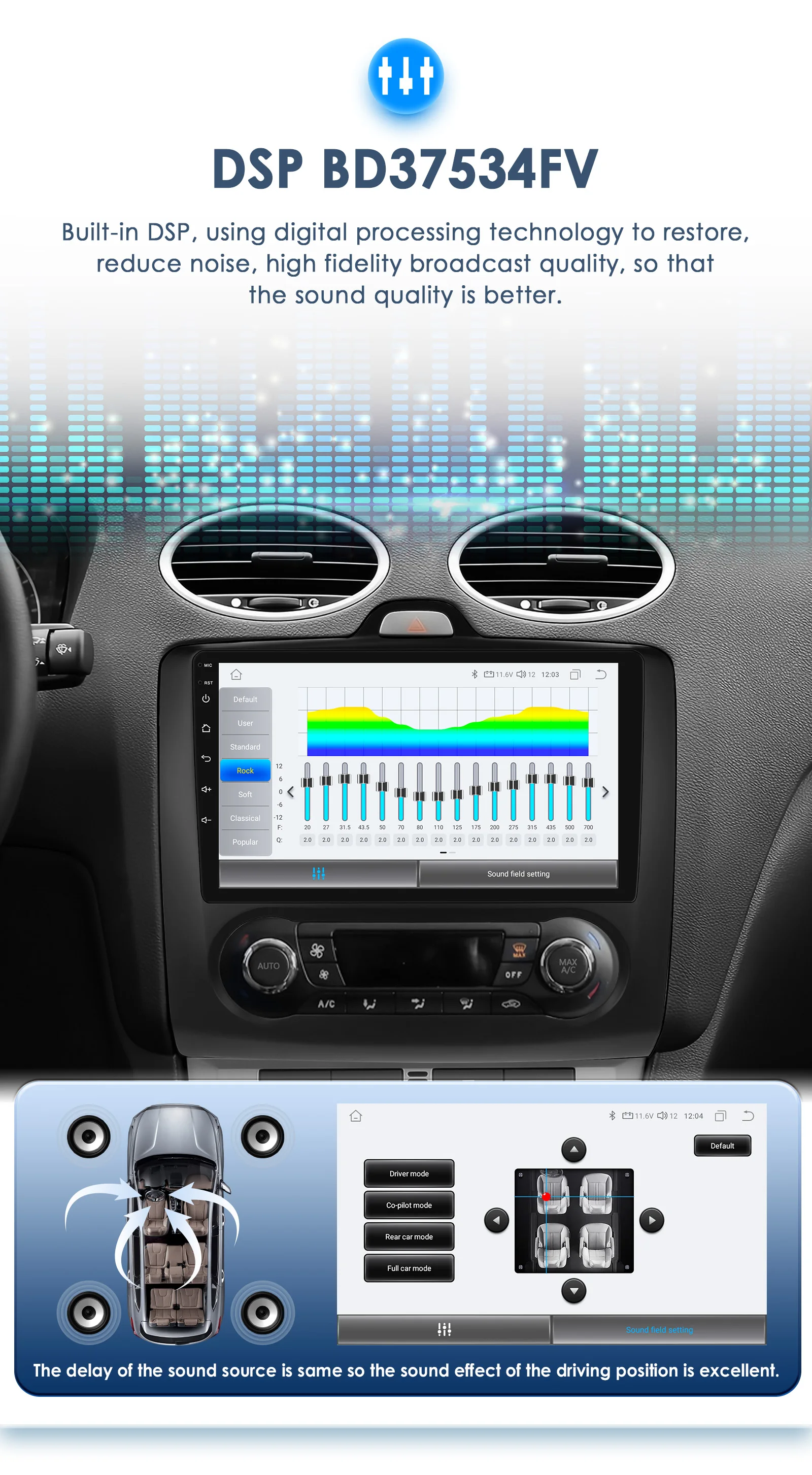 Hizpo 2Din 9inch Android13 Car Radio for Ford Focus 2 Mk2 2004 - 2011 Auto AC CarPlay GPS Navi BT 4G RDS DSP SWC UI8581 Headunit