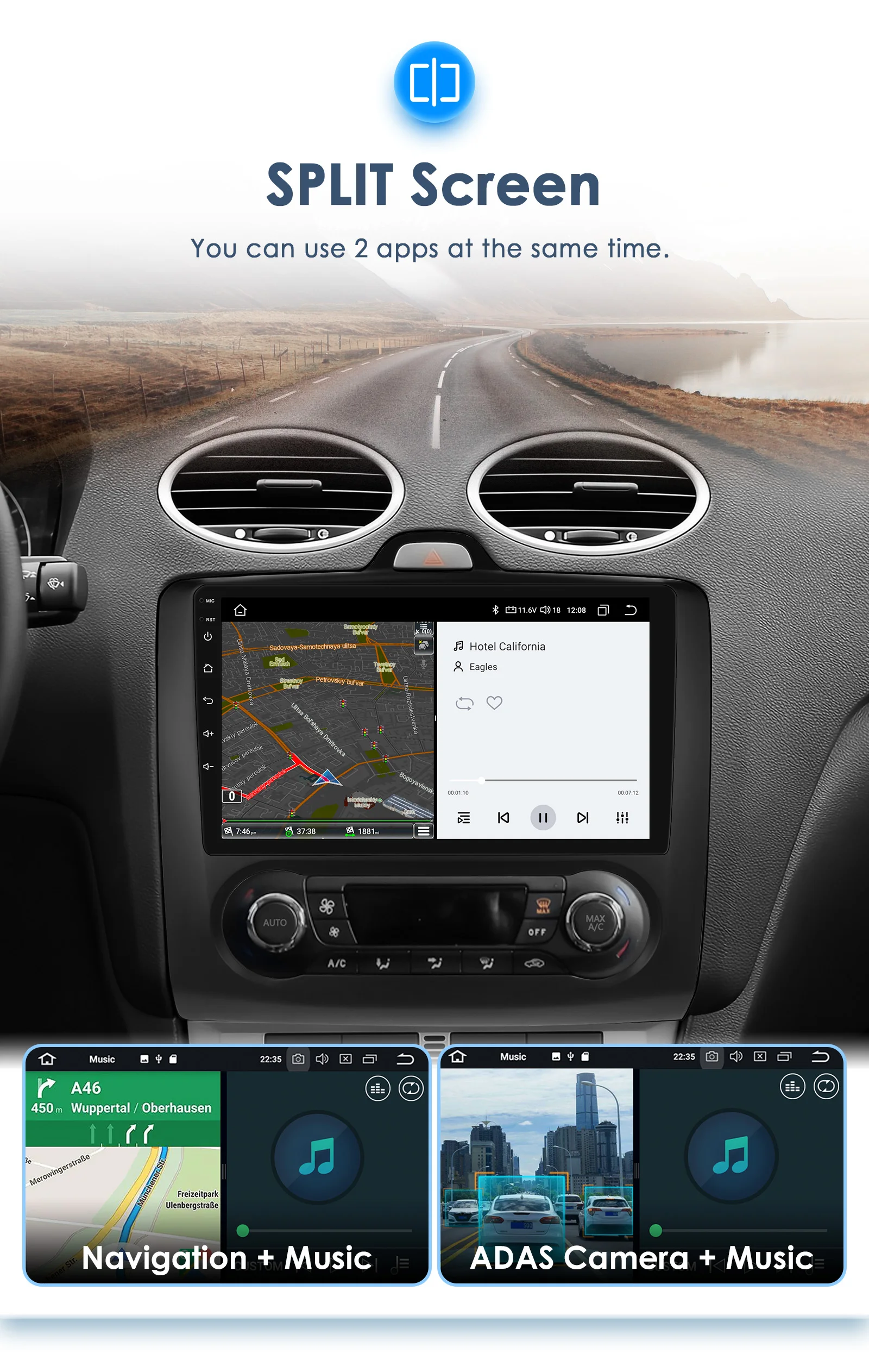 Hizpo 2Din 9inch Android13 Car Radio for Ford Focus 2 Mk2 2004 - 2011 Auto AC CarPlay GPS Navi BT 4G RDS DSP SWC UI8581 Headunit
