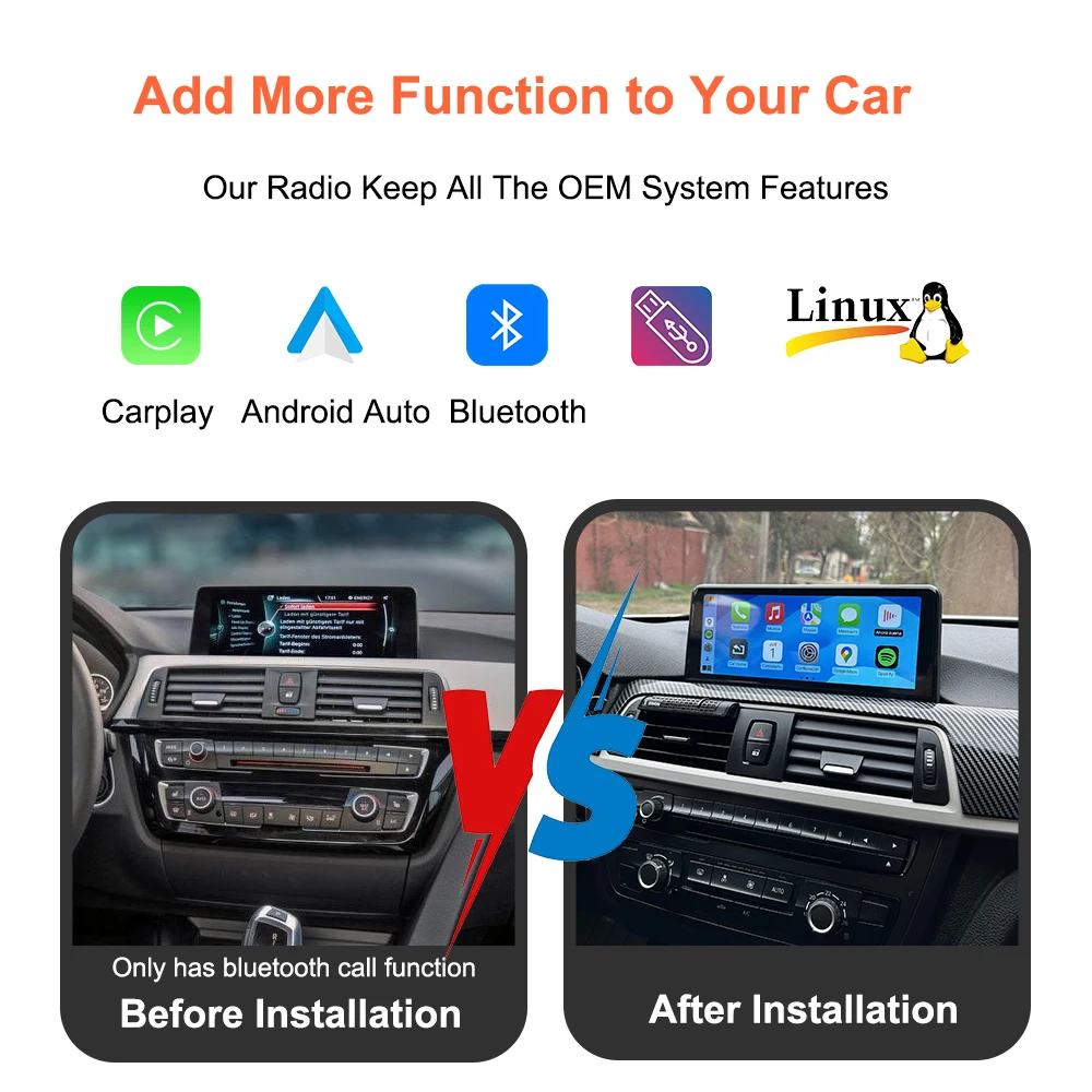 Bonroad 10.25 "Wireless Carplay Android Auto Linux Car Radio For BMW 1/2/3/4 Series F20 F21 F30 F31 F32 F33 F34 F36 NBT System