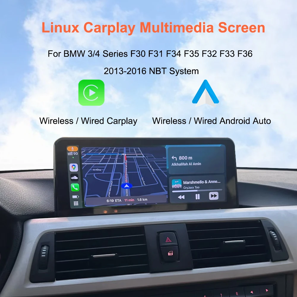 Bonroad 10.25 "Wireless Carplay Android Auto Linux Car Radio For BMW 1/2/3/4 Series F20 F21 F30 F31 F32 F33 F34 F36 NBT System