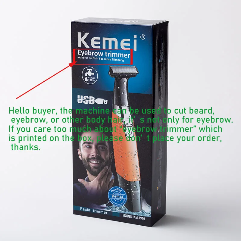 Kemei 1900 Rechargeable Electric Shaver Beard Shaver Electric Razor Body Trimmer Men Shaving Machine Hair Trimmer Face Care