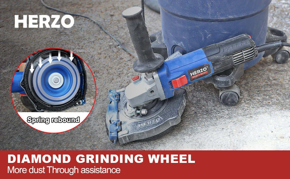HERZ0 5inch Aluminum Dust Shroud with a Diamond Grinding Cup Wheel of Angle Grinder