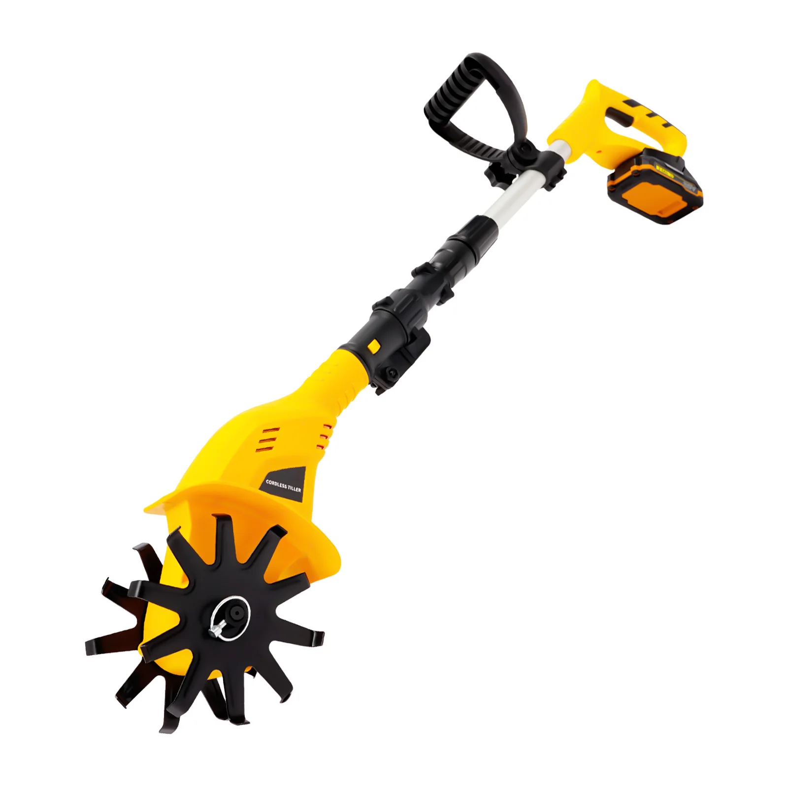 Handheld Cordless Electric Cultivator 250r/min Garden Cultivator Professional Portable Cultivator with Extendable Pole+Indicator