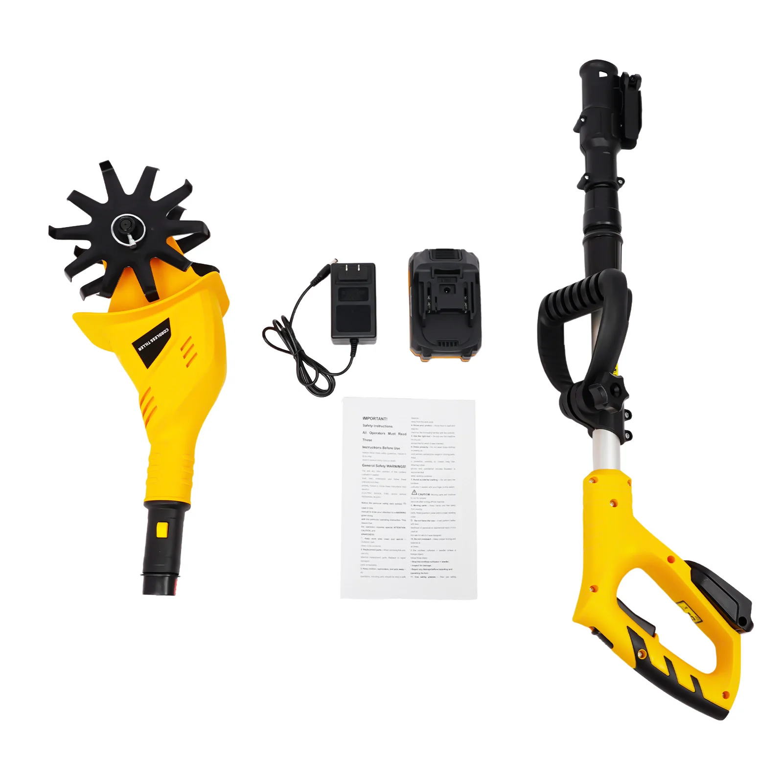 Handheld Cordless Electric Cultivator 250r/min Garden Cultivator Professional Portable Cultivator with Extendable Pole+Indicator