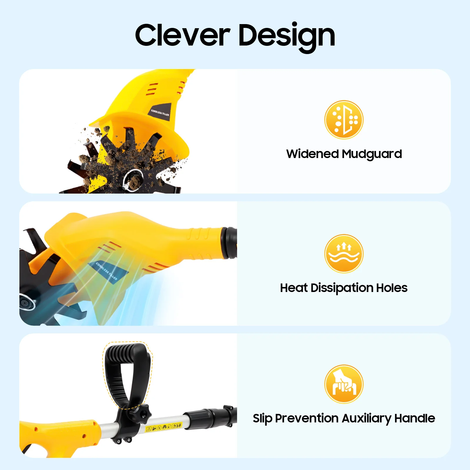 Handheld Cordless Electric Cultivator 250r/min Garden Cultivator Professional Portable Cultivator with Extendable Pole+Indicator