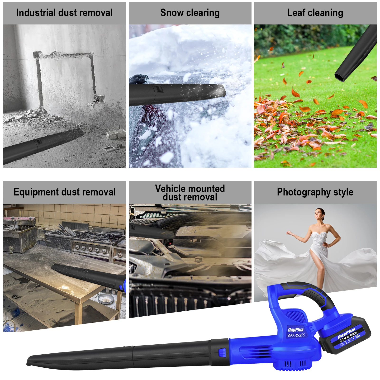 Cordless Leaf Blower Vacuum Shredder, 300W Garden Blower and Vacuum Electric, 4.0Ah Battery