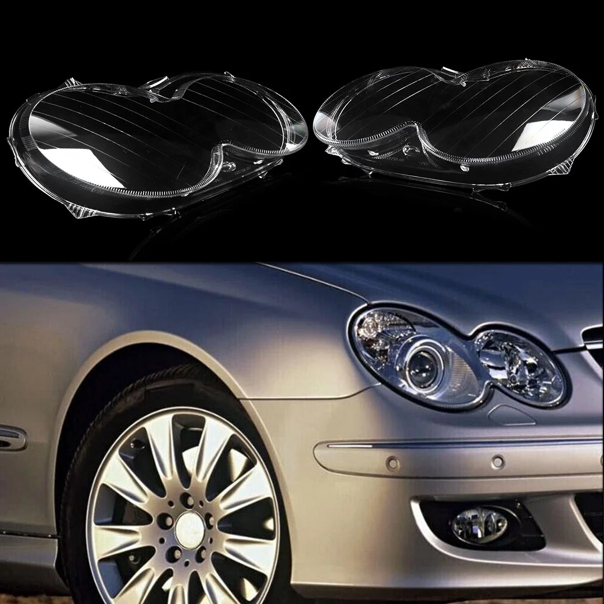 For Mercedes Benz W209 Headlight Cover CLK280 CLK500 2004 2005 2006 2007 2008 2009 Headlamp Lens Shell Driving Lights Cover Cap