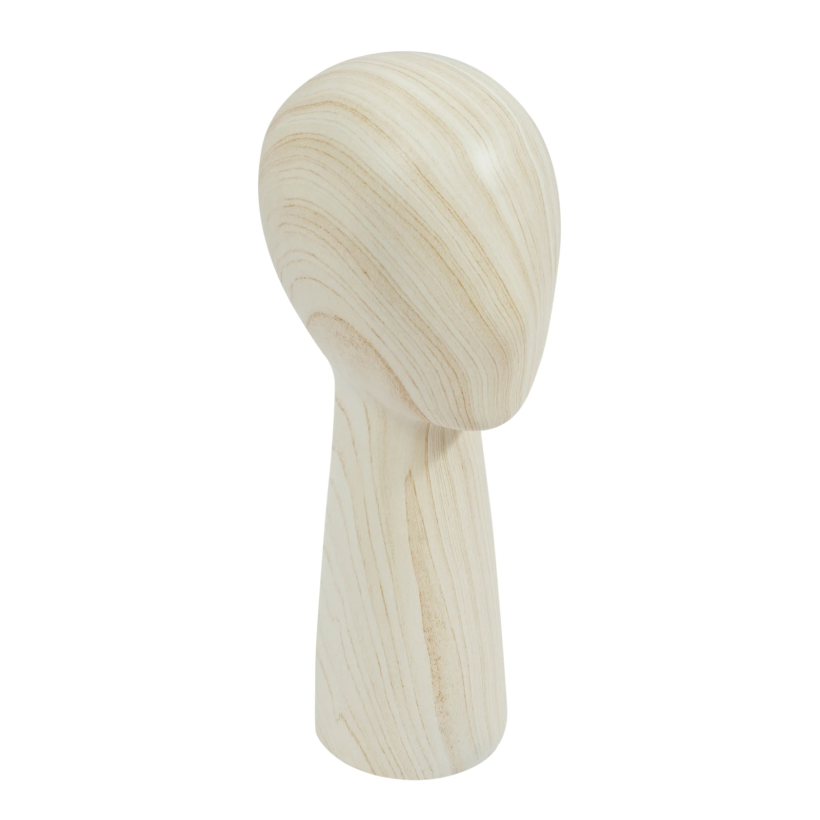 Wood Grain Mannequin Head Wig Display Stand Fiberglass Dummy Model for Salon Hat Cap Styling Training