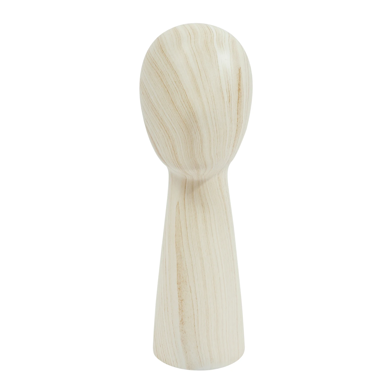 Wood Grain Mannequin Head Wig Display Stand Fiberglass Dummy Model for Salon Hat Cap Styling Training