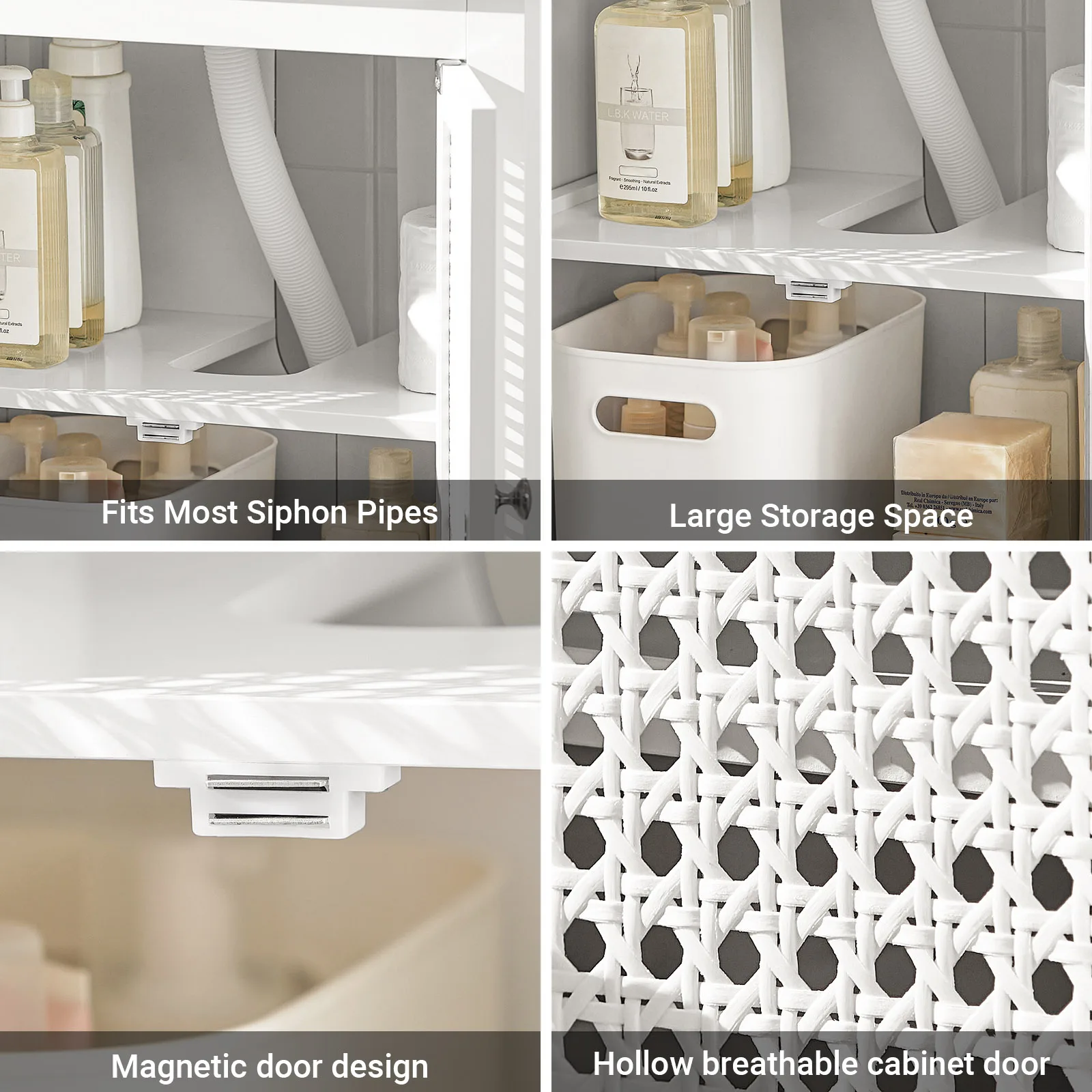 SoBuy BZR35-W washbasin under wardrobe with grid look doors bathroom wardrobe Vanity under wardrobe bathroom furniture White BHT approx.: 50x60x33cm