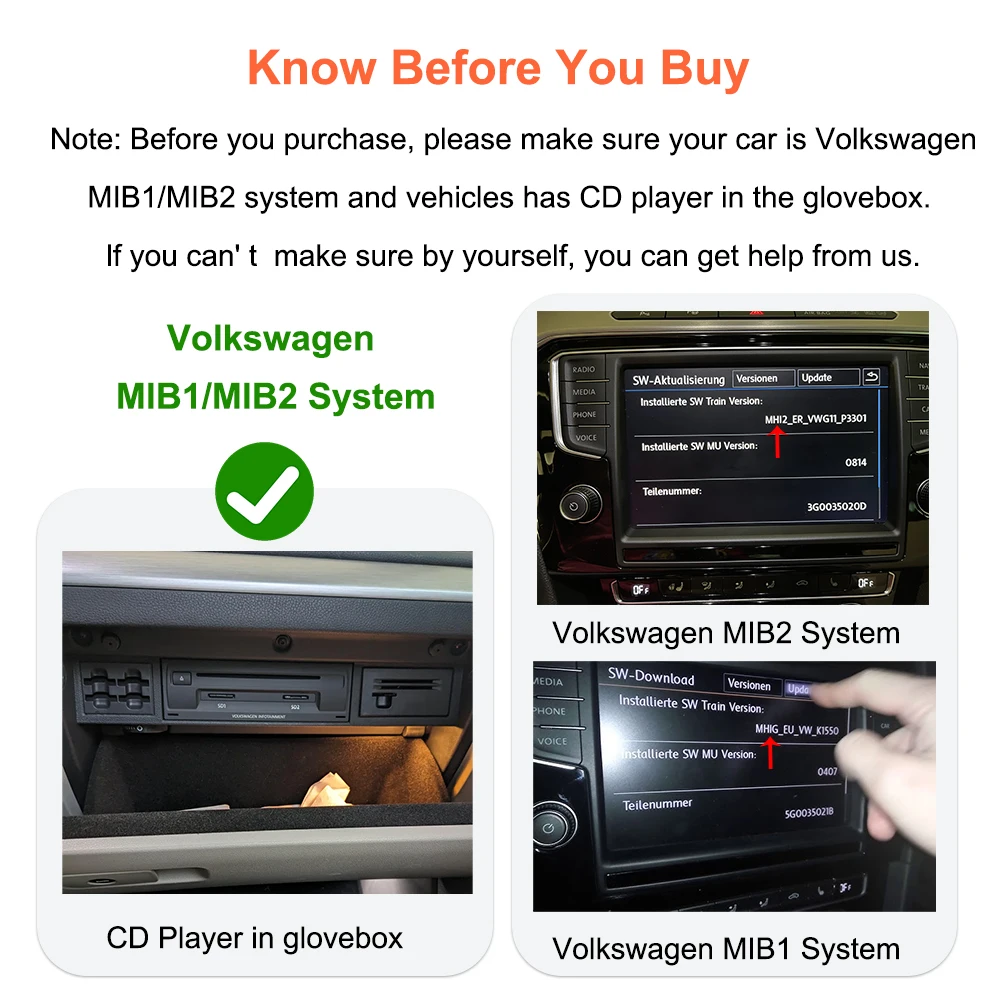 Bonroad Wireless Carplay Android Car Interface For VW Volkswagen Skoda Octavia A5 Golf 7 Polo Passat B8 MIB MIB2 Module