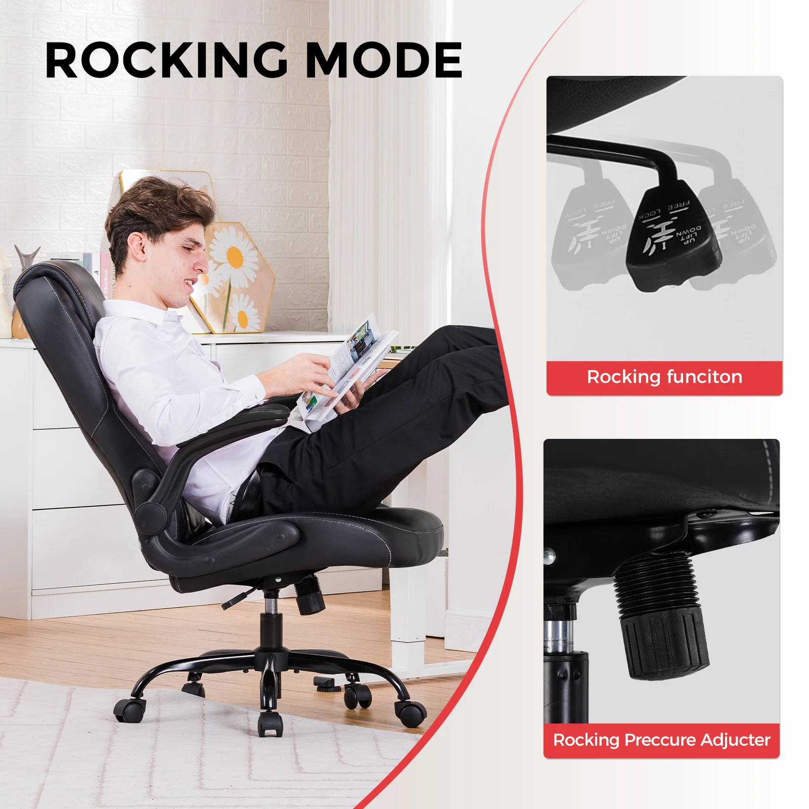 GTPLAYER Gaming chair with folding armrest, gamer chair with rocking function, Ergonomic computer gaming chair