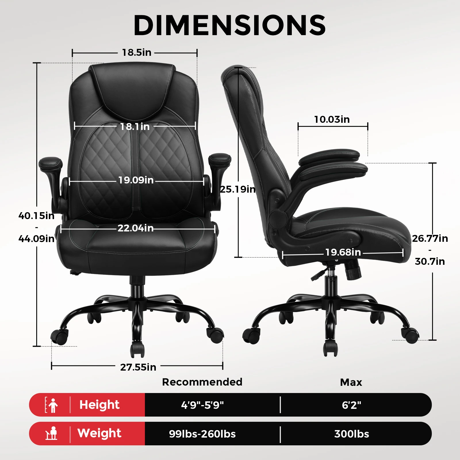 GTPLAYER Gaming chair with folding armrest, gamer chair with rocking function, Ergonomic computer gaming chair