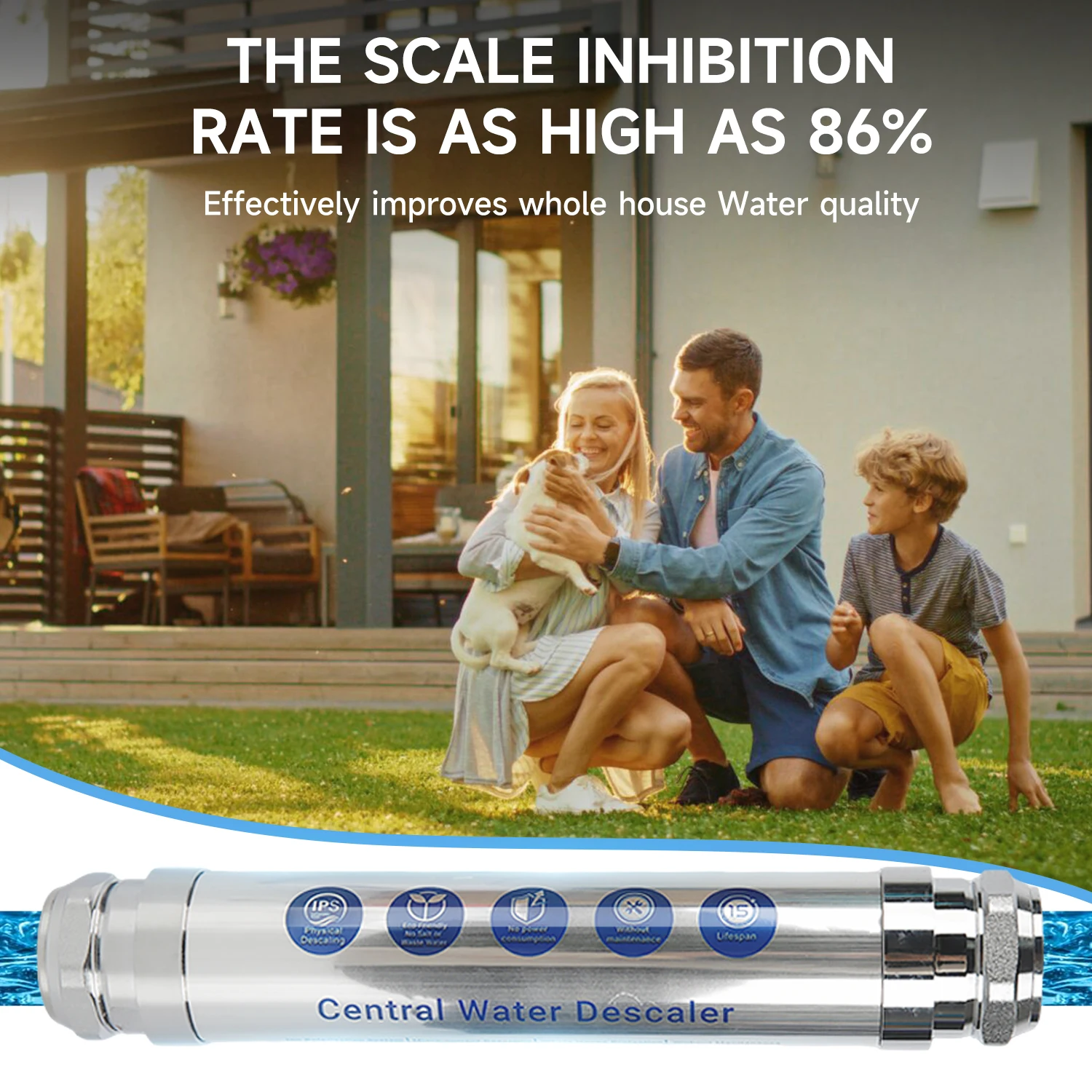 Whole House Salt-Free Water Softener Descaler System Scale Inhibitor Filter Anti Limescale Corrosion Hard Water Treatment 4T/H