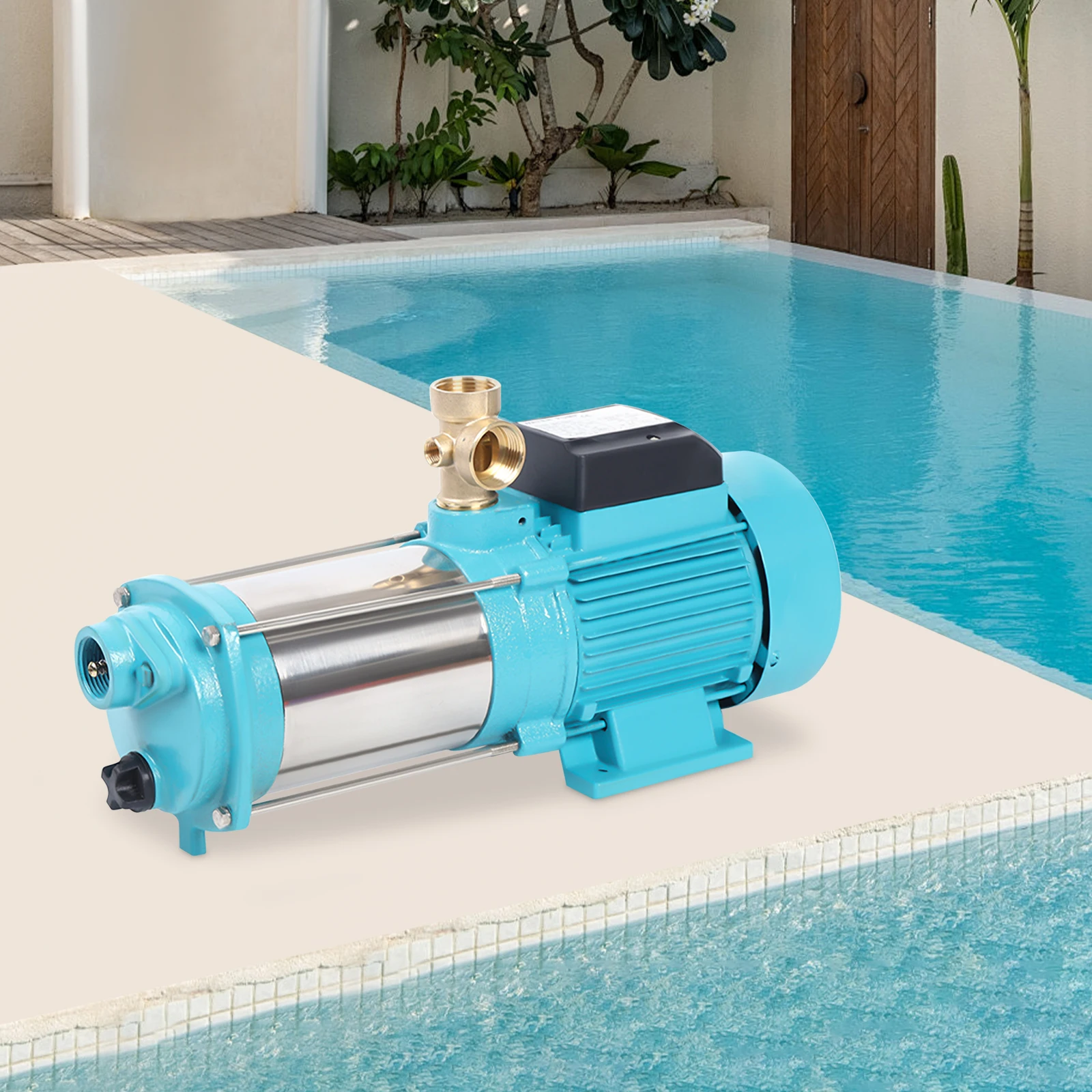 1300W Centrifugal Pump Stainless Steel Water Pump with Pressure Switch Manometer IP44 for Farm Watering
