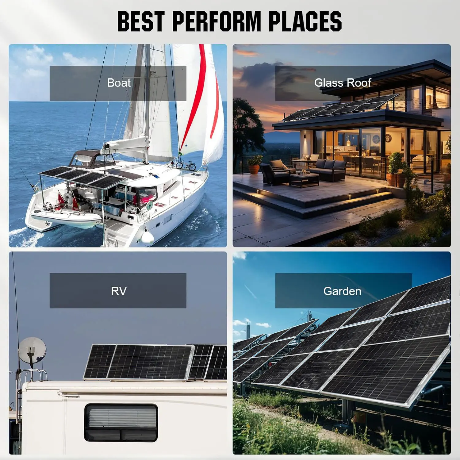 18V Glass Solar Panel 120W 240W Bifacial Solar Panels Monocrystaillne Solar Cell 12V/24V Battery Charger For Home Roof RV Boat