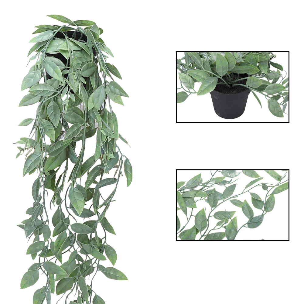 3 Pack Artificial Hanging Plants Fake Potted Greenery Faux Plant Fake Hanging Plants with Pot for Home Garden Indoor Outdoor