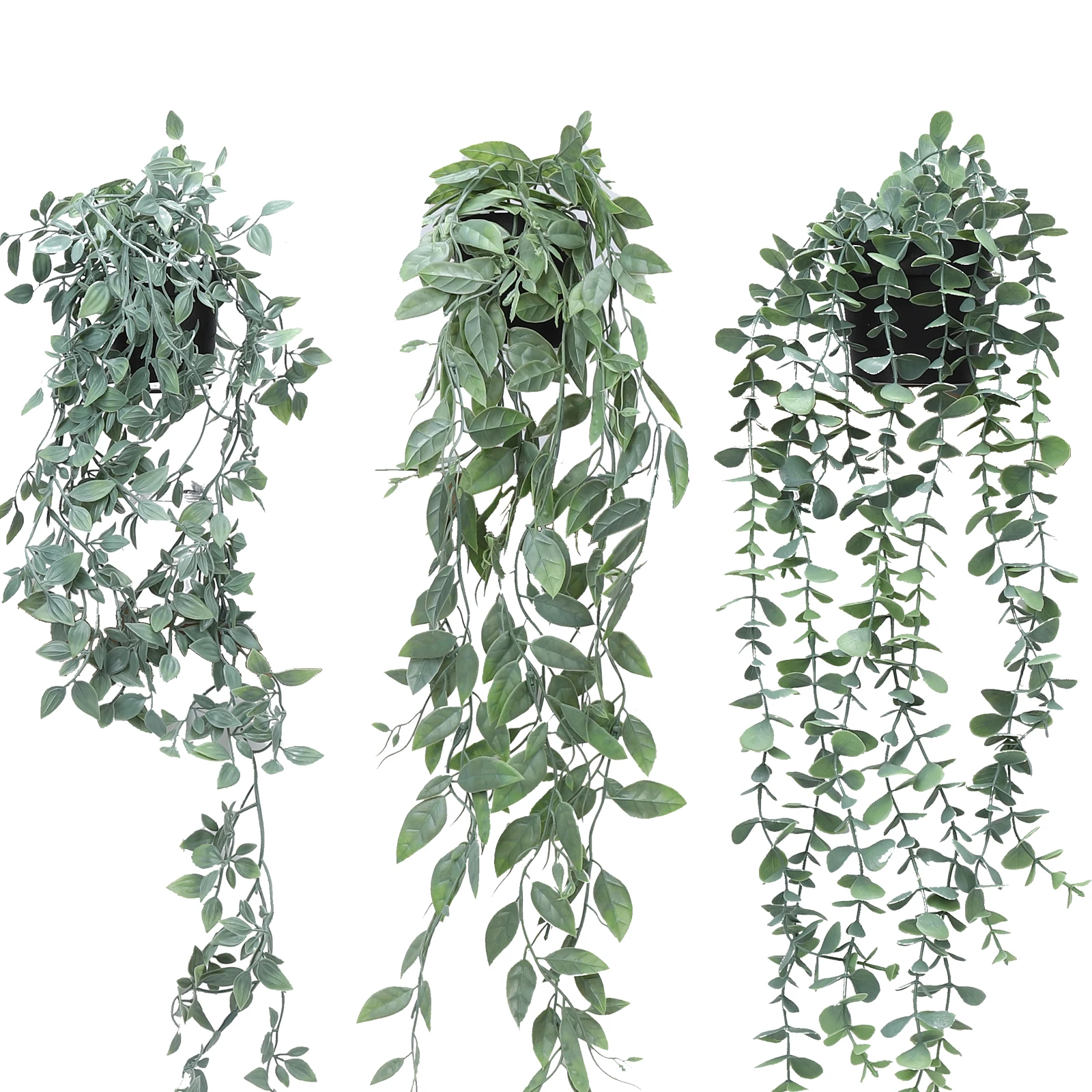 3 Pack Artificial Hanging Plants Fake Potted Greenery Faux Plant Fake Hanging Plants with Pot for Home Garden Indoor Outdoor