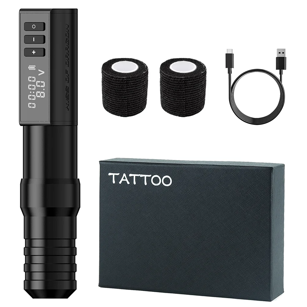 Kiss of Dragon Hunter Tattoo Machine Professional Coreless Motor Wireless Pen Set for Tattoo Artists and Beginners Kit