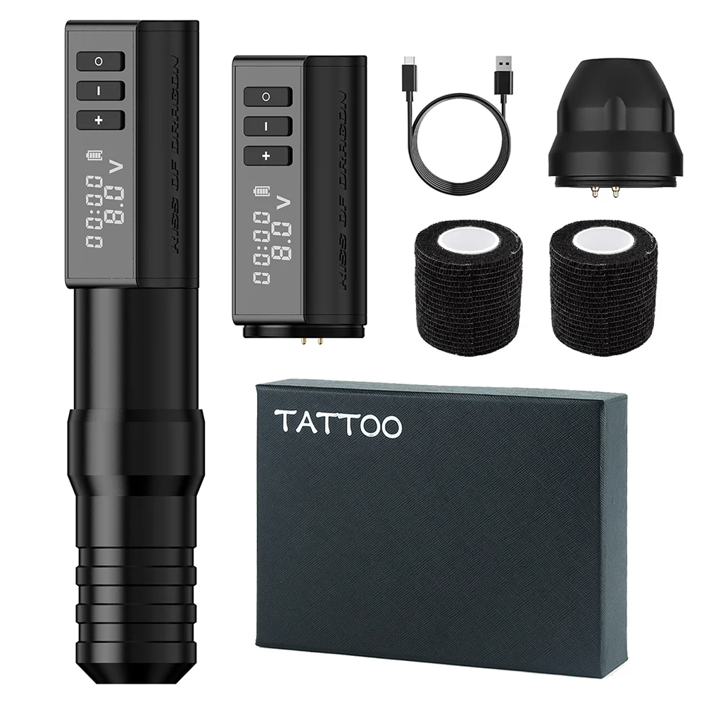 Kiss of Dragon Hunter Tattoo Machine Professional Coreless Motor Wireless Pen Set for Tattoo Artists and Beginners Kit