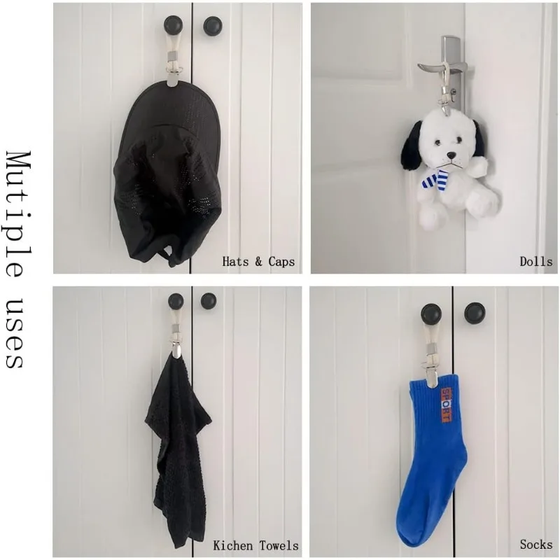 10 Pieces Tea Towel Clips with Loop Cotton Metal Cloth Hooks Hooks for Home Storage Kitchen Towel Hooks Rack