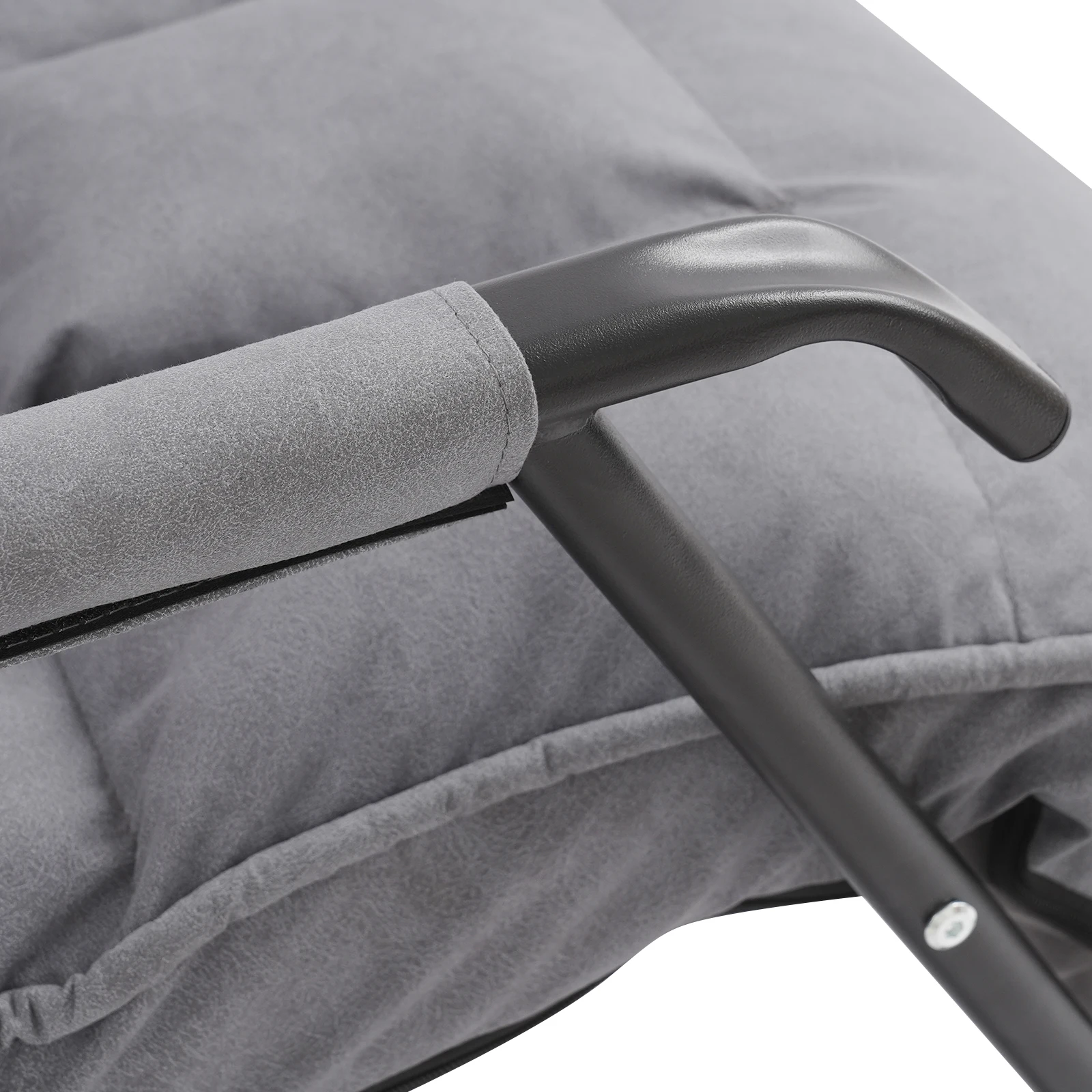 Dark Grey Soft Cushion And Backrest Rocking Chair Footrest Can Be Adjusted In 3 Positions For Easy Lounging