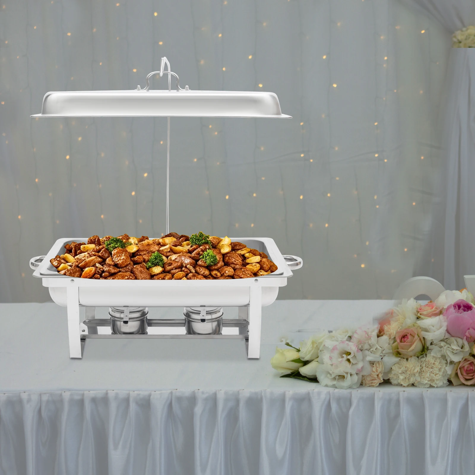 7L Stainless Steel Catering Warmer Buffet Server and Warmer 410-Grade Rectangular Food Pan for Buffets