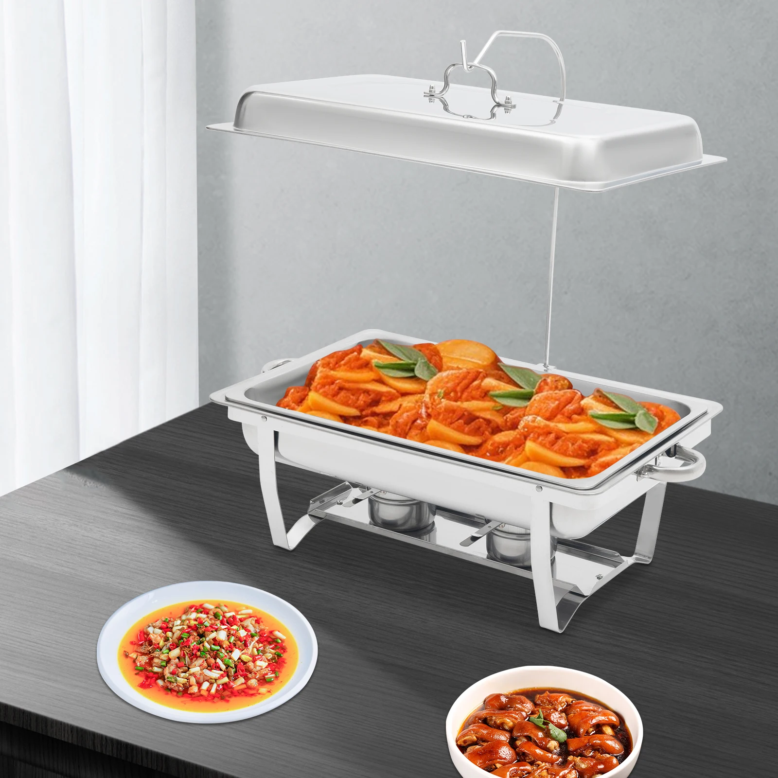 7L Stainless Steel Catering Warmer Buffet Server and Warmer 410-Grade Rectangular Food Pan for Buffets