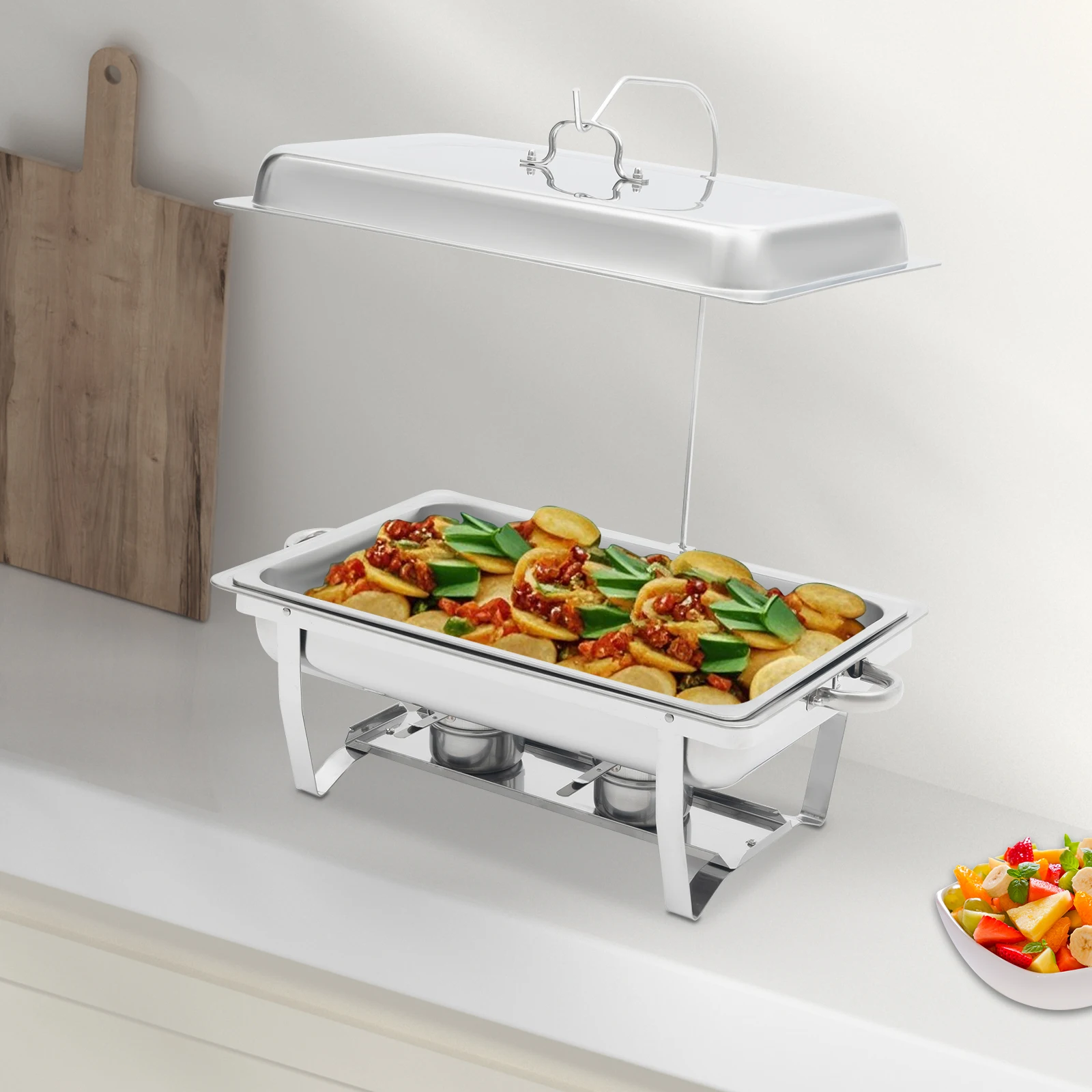 7L Stainless Steel Catering Warmer Buffet Server and Warmer 410-Grade Rectangular Food Pan for Buffets