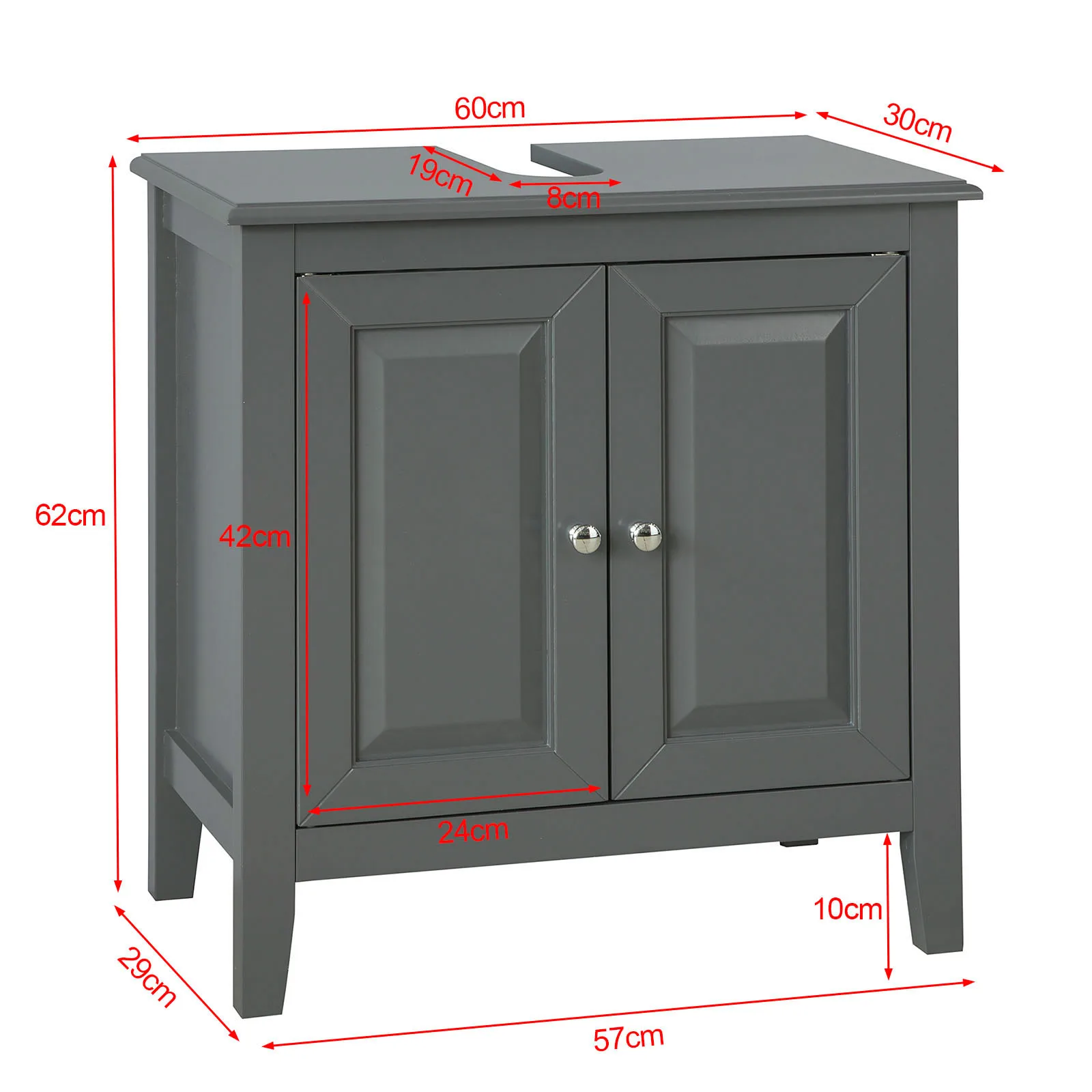 SoBuy FRG202-DG washbasin under wardrobe bathroom wardrobe vanity Under wardrobe bathroom furniture dark gray BHT approx: 60x62x30cm