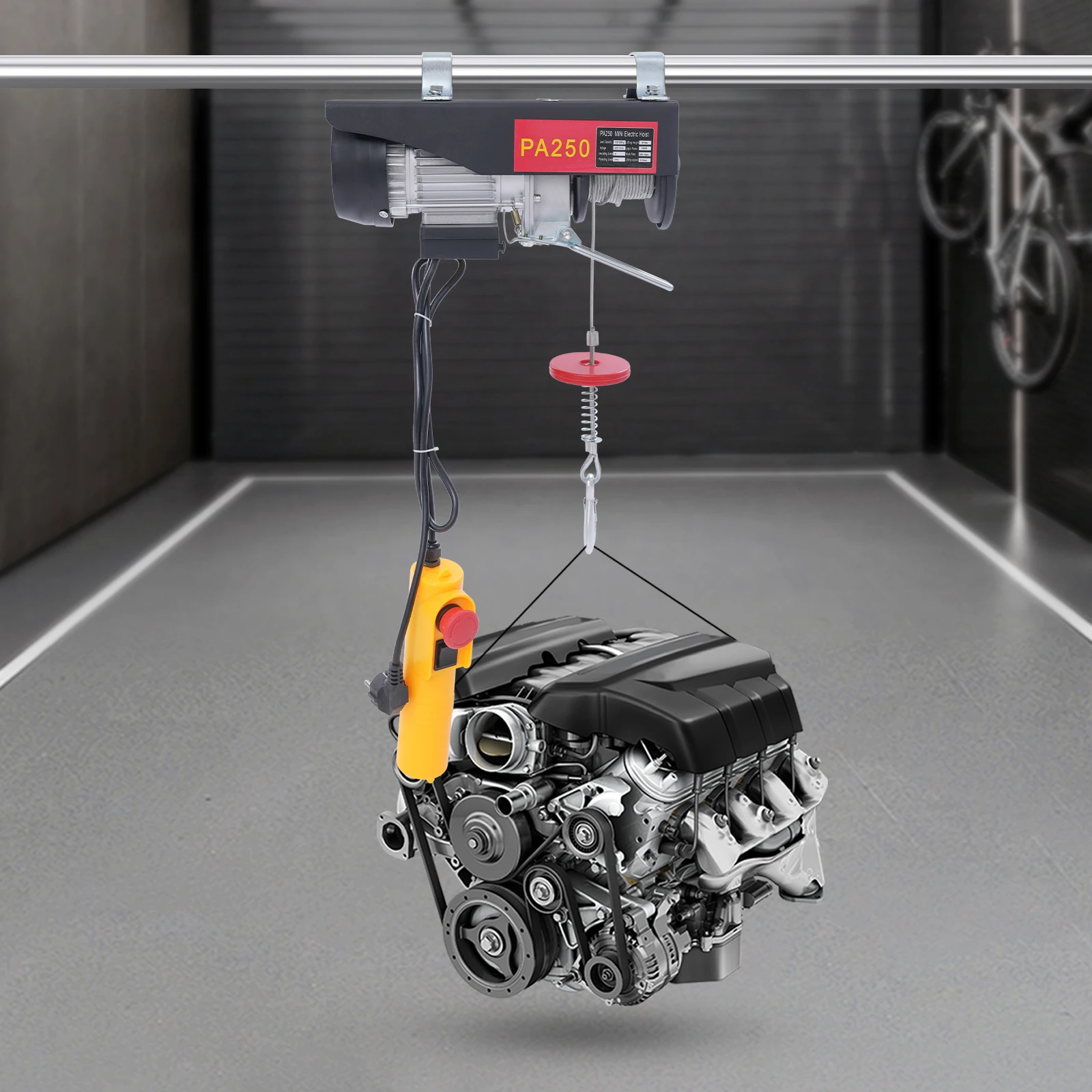 250kg Electric Hoist Lifting Crane Wired Remote Control Cable Hoist Winch for Boat Car Garage Elevator