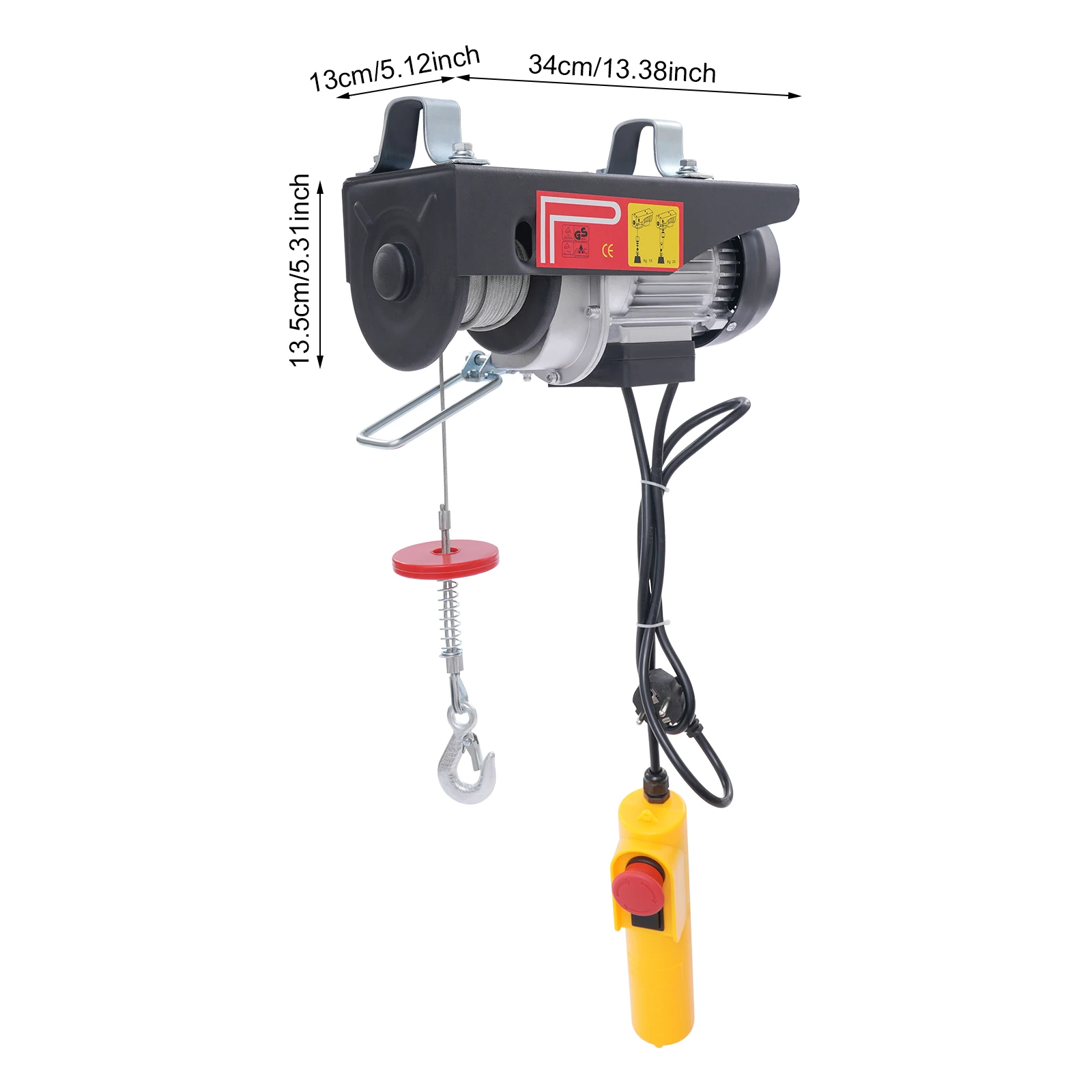 250kg Electric Hoist Lifting Crane Wired Remote Control Cable Hoist Winch for Boat Car Garage Elevator