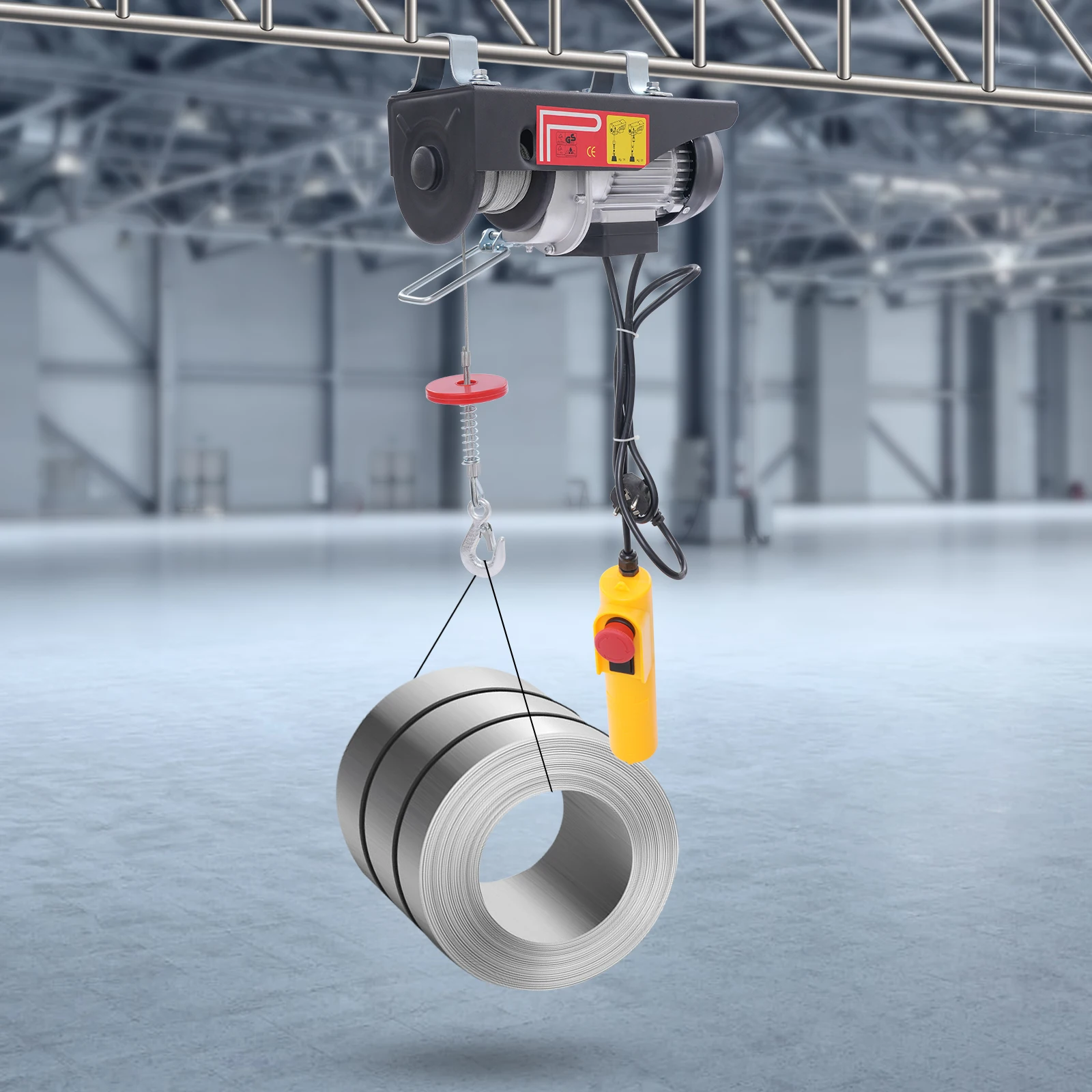 250kg Electric Hoist Lifting Crane Wired Remote Control Cable Hoist Winch for Boat Car Garage Elevator