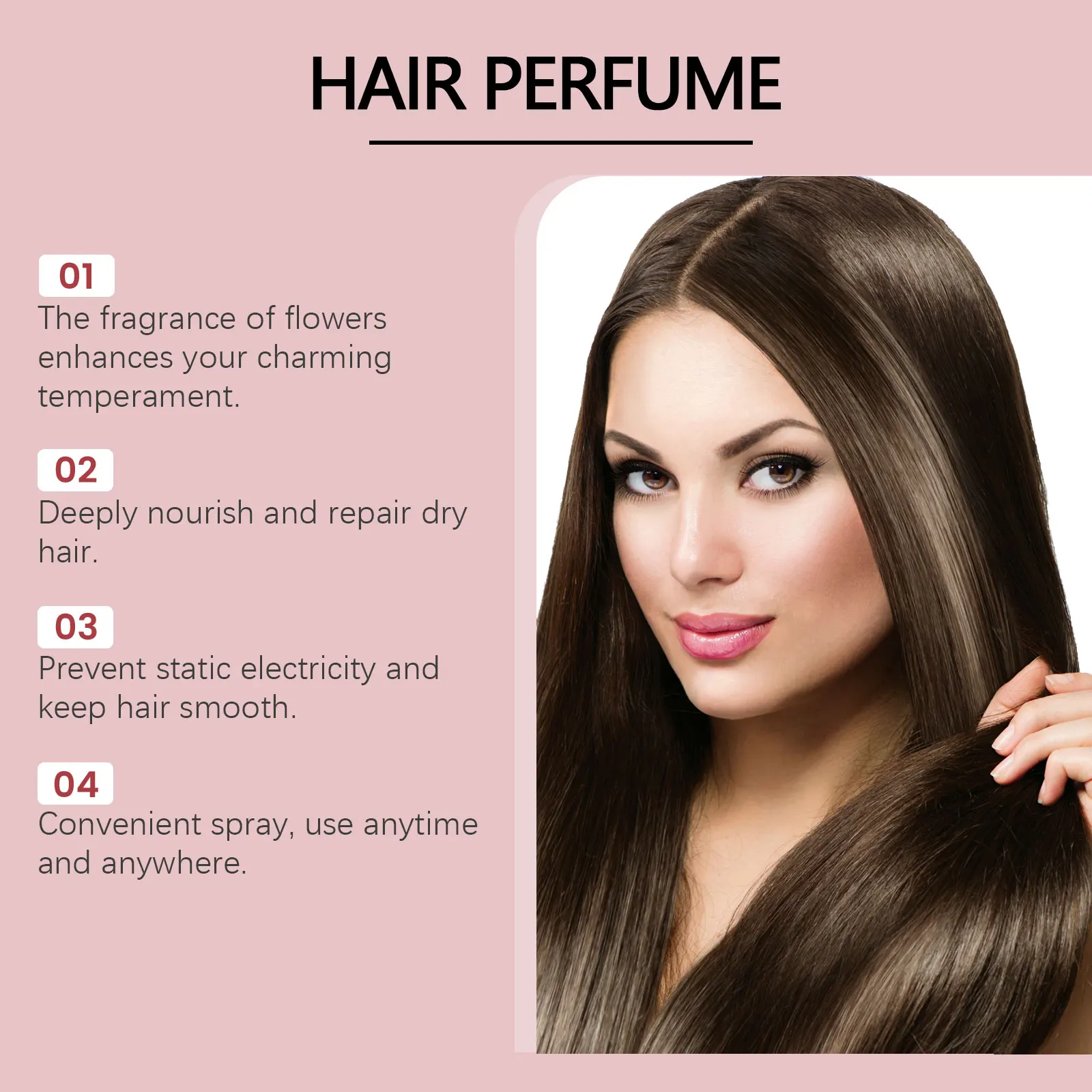 Roxelis 50ml Freshing Floral Perfume Hair Essential Oil Lasting Fragrance Charming Scent Nourish Repair Curly Dry Hair Perfume