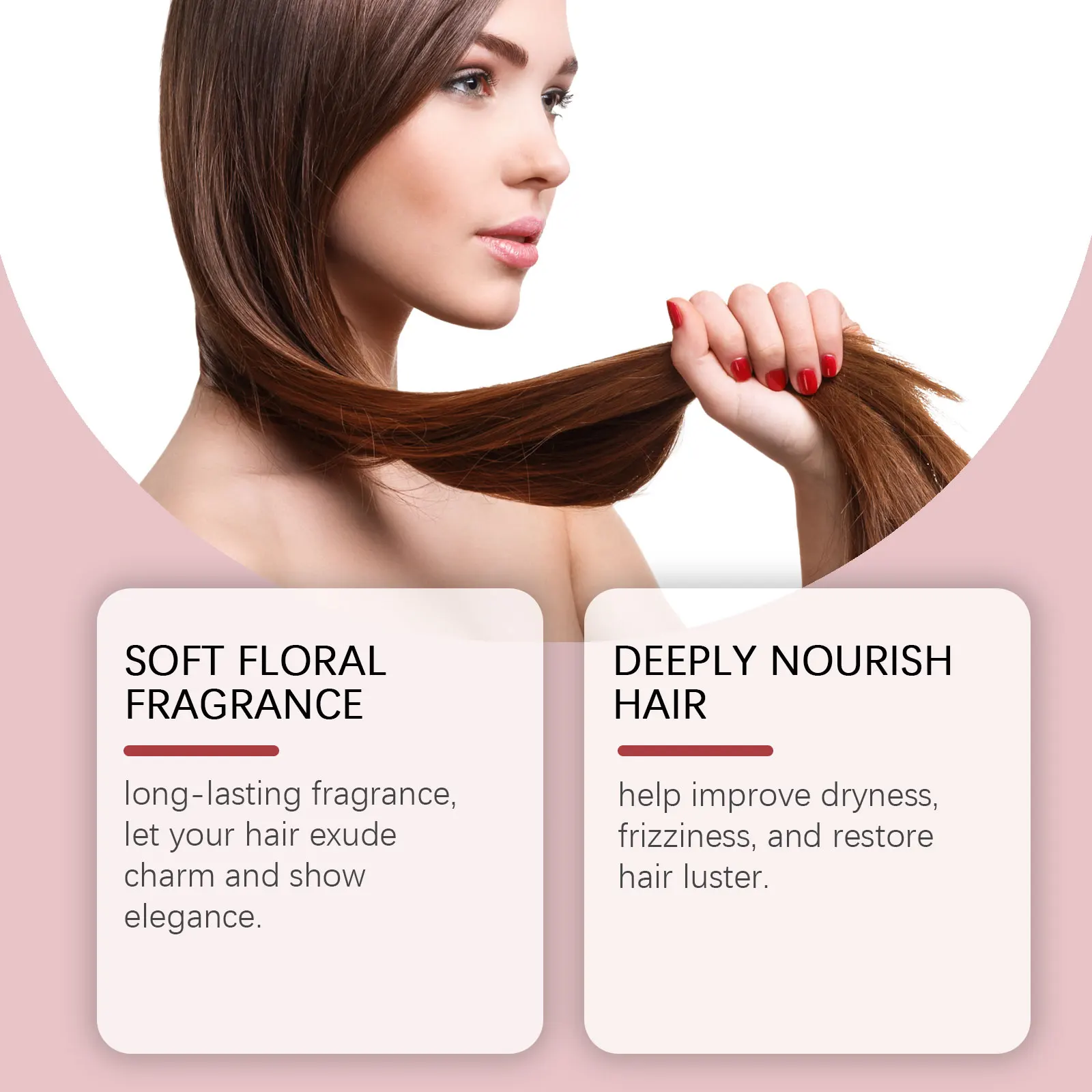 Roxelis 50ml Freshing Floral Perfume Hair Essential Oil Lasting Fragrance Charming Scent Nourish Repair Curly Dry Hair Perfume