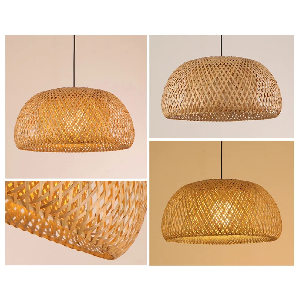 Natural Bamboo Chandelier Handwoven Pendant Light Japanese Style Woven Hanging Lamp Lantern for Living Room Dining Bedroom Lamp
