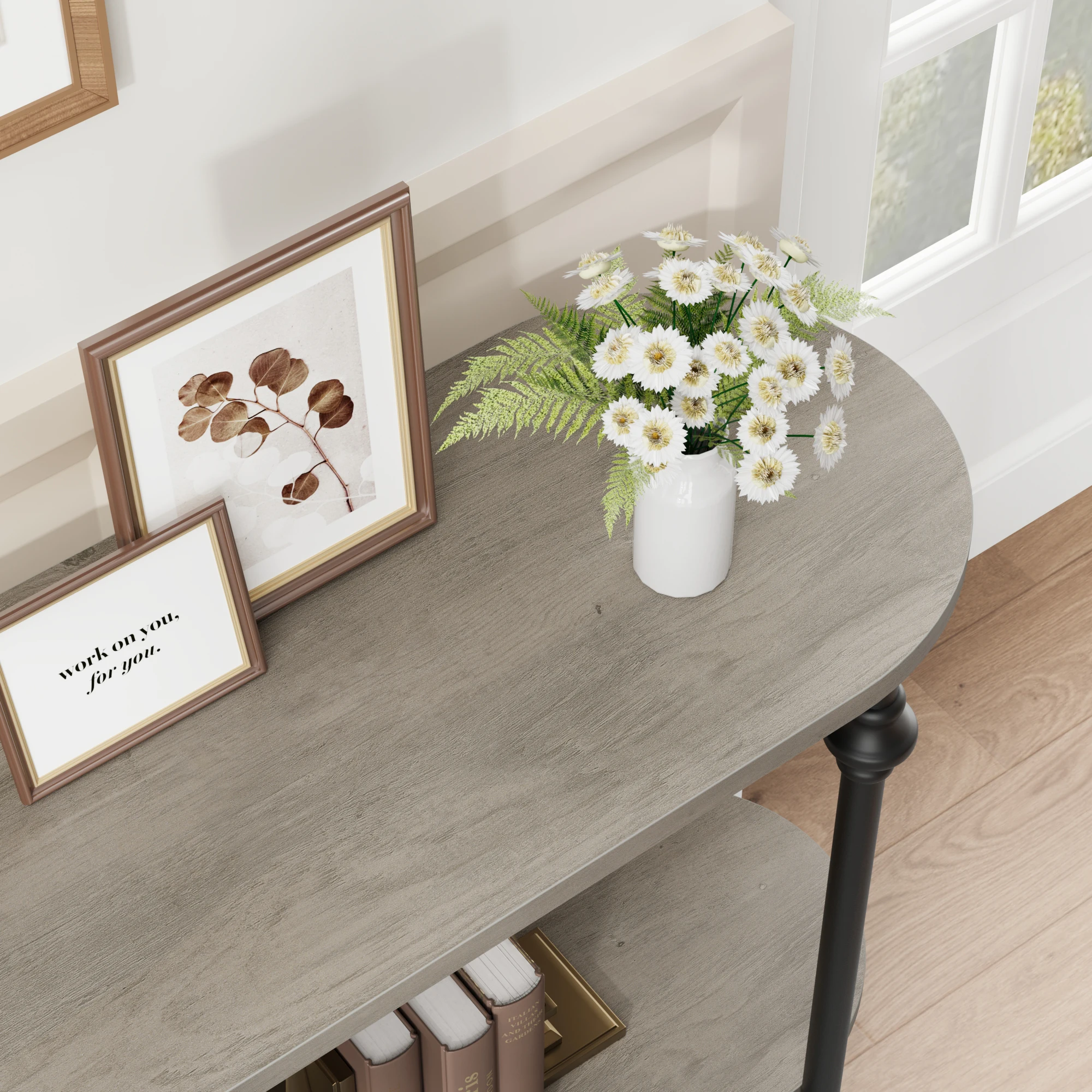 Entryway Table, 43.3" Console Table with Storage, 2 Tier Sofa Table with Metal Frame and MDF, Behind Couch Table for Living Room