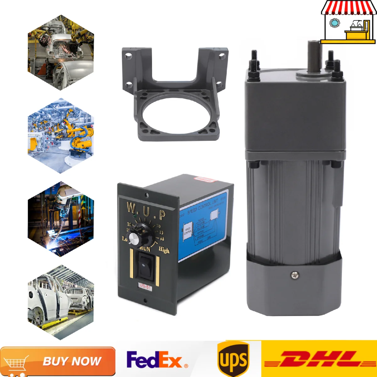 90W 20K Induction Motor with Gear Controller and Bracket| 1.2*2.8cm Shaft 220V AC Motor for Packaging Machine